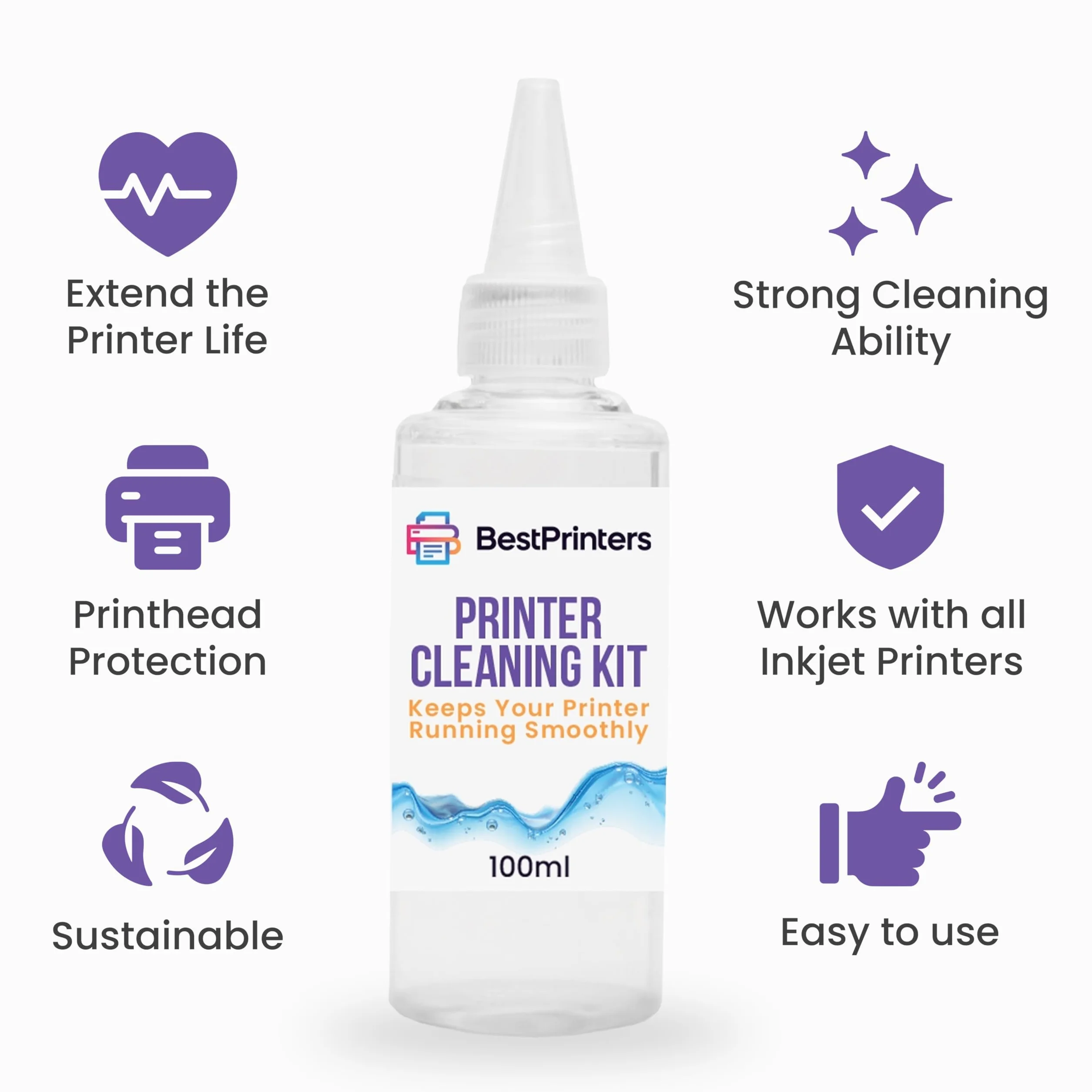 Kit de nettoyage pour tête d'impression jet d'encre Epson HP Brother avec seringue 20 ml