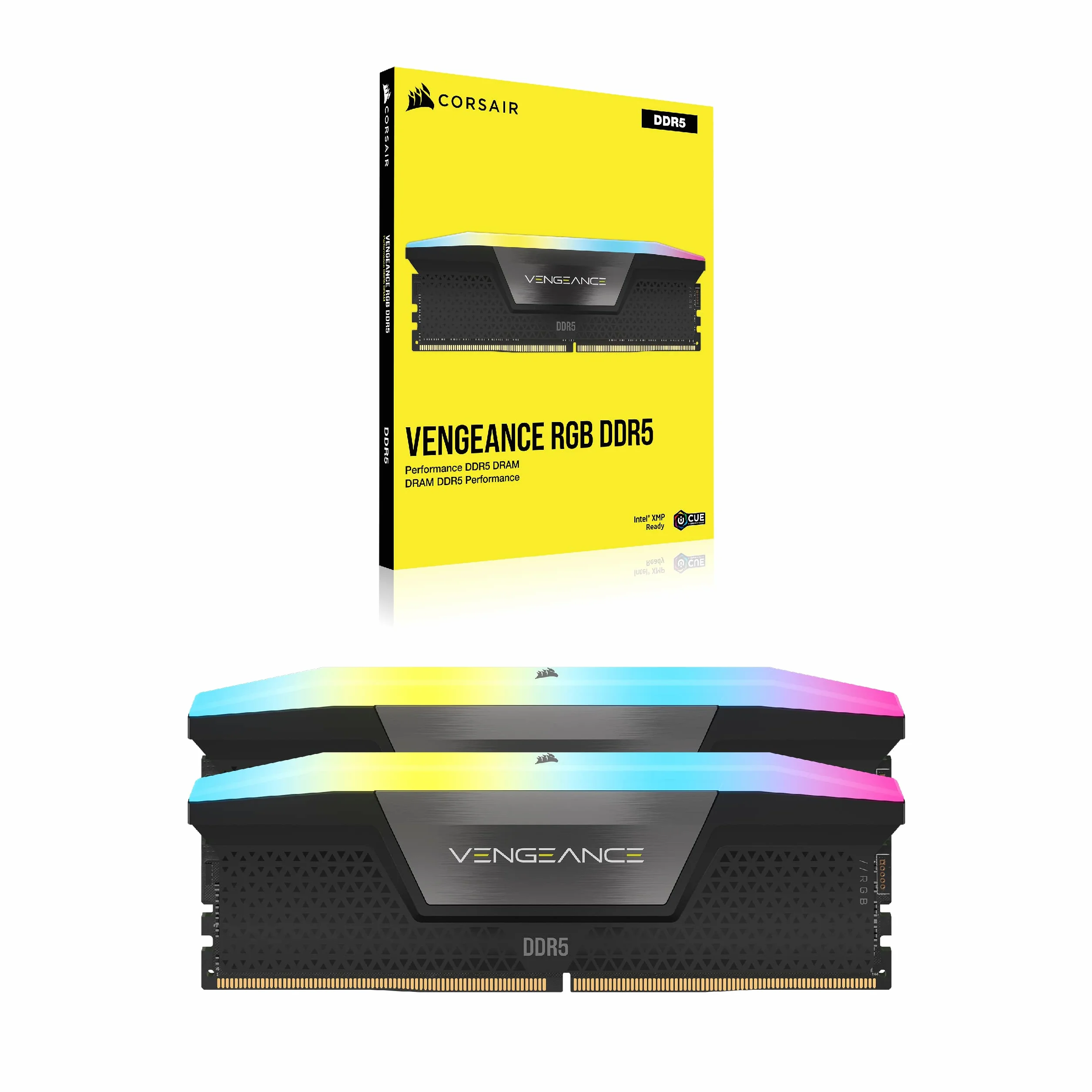 CORSAIR Vengeance RGB DDR5 RAM 32Go (2x16Go) Jusqu'à 6000MHz CL36 Intel XMP 3.0 Mémoire pour Ordinateur de Bureau - Noir (CMH32GX5M2E6000C36)
