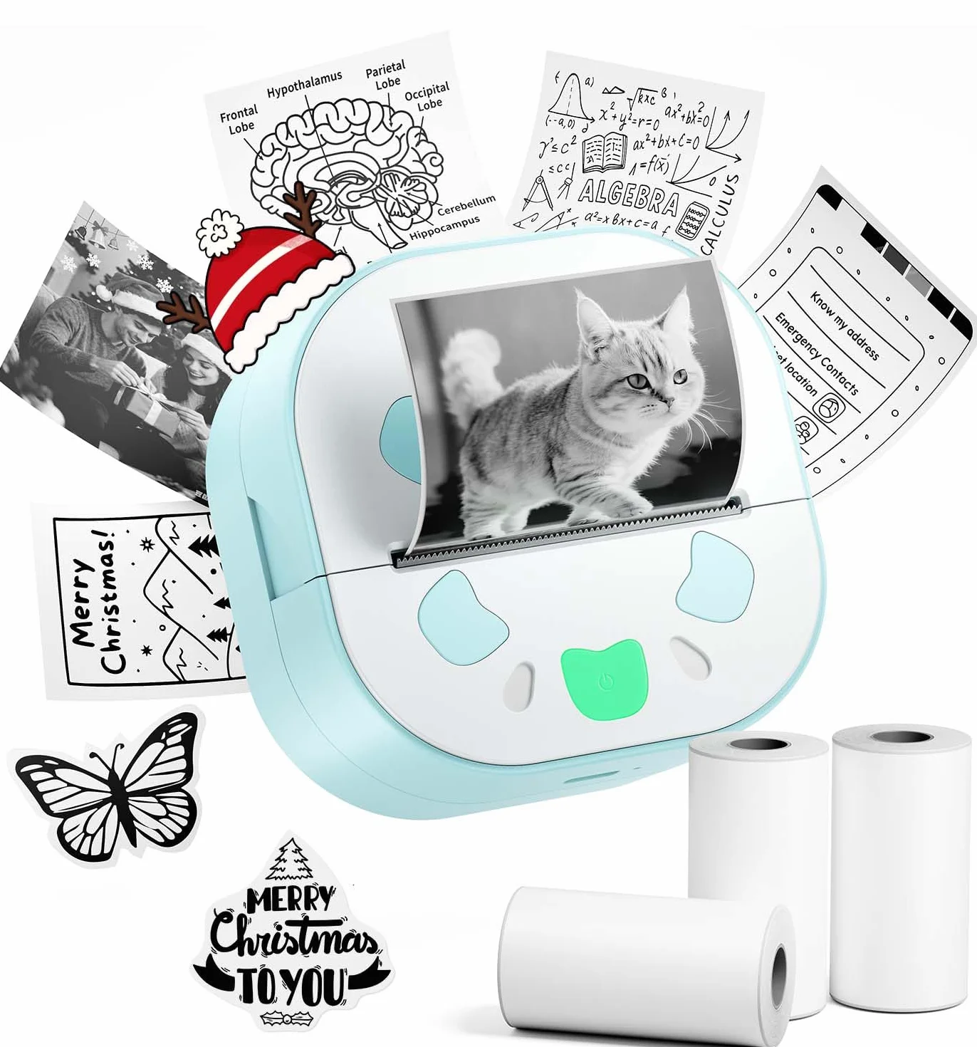 Yowell D21 Mini Imprimante Papier Thermique 3 Rouleaux pour Notes, Étiquettes, Bricolage