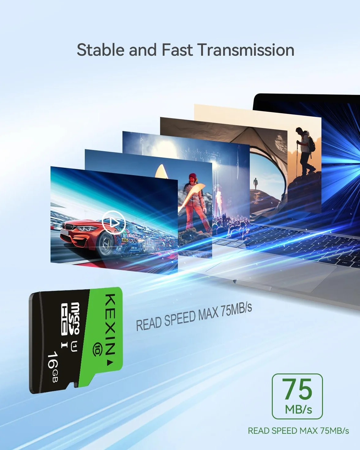 KEXIN Carte Micro SD 16 Go Lot de 5 Cartes Micro SDHC UHS-I C10 U1 MicroSD TF pour Appareils Photo Sport, Caméra Surveillance, Dash Cam