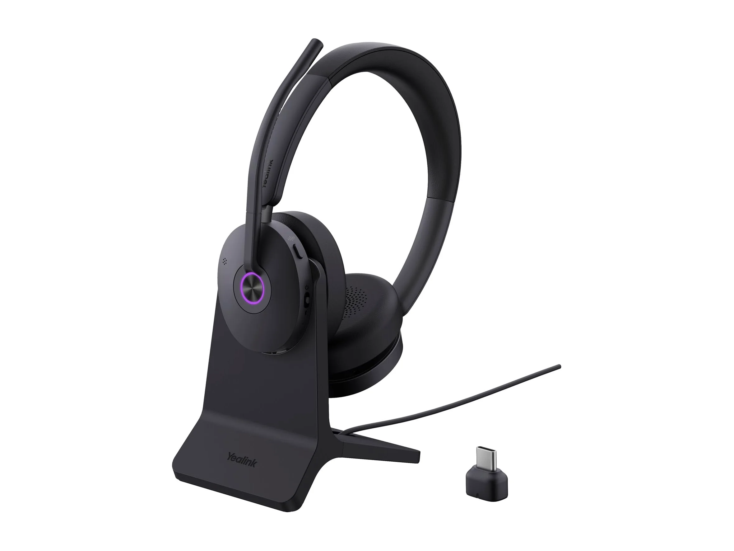 Yealink BH 74 UC Casque avec Support de Charge Bluetooth Hybride ANC 32 Heures de Conversation, USB-C/A