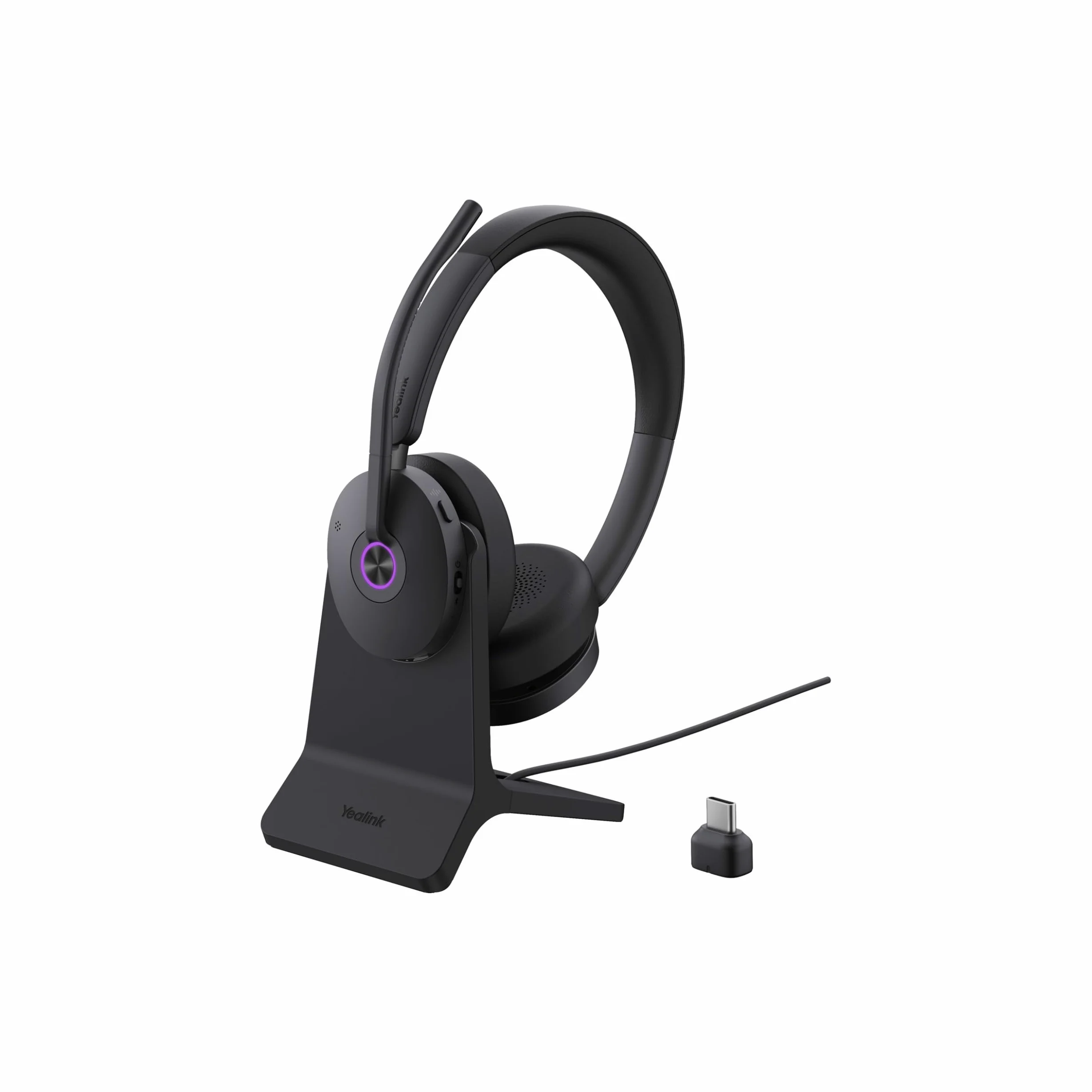 Yealink BH 74 UC Casque avec Support de Charge Bluetooth Hybride ANC 32 Heures de Conversation, USB-C/A