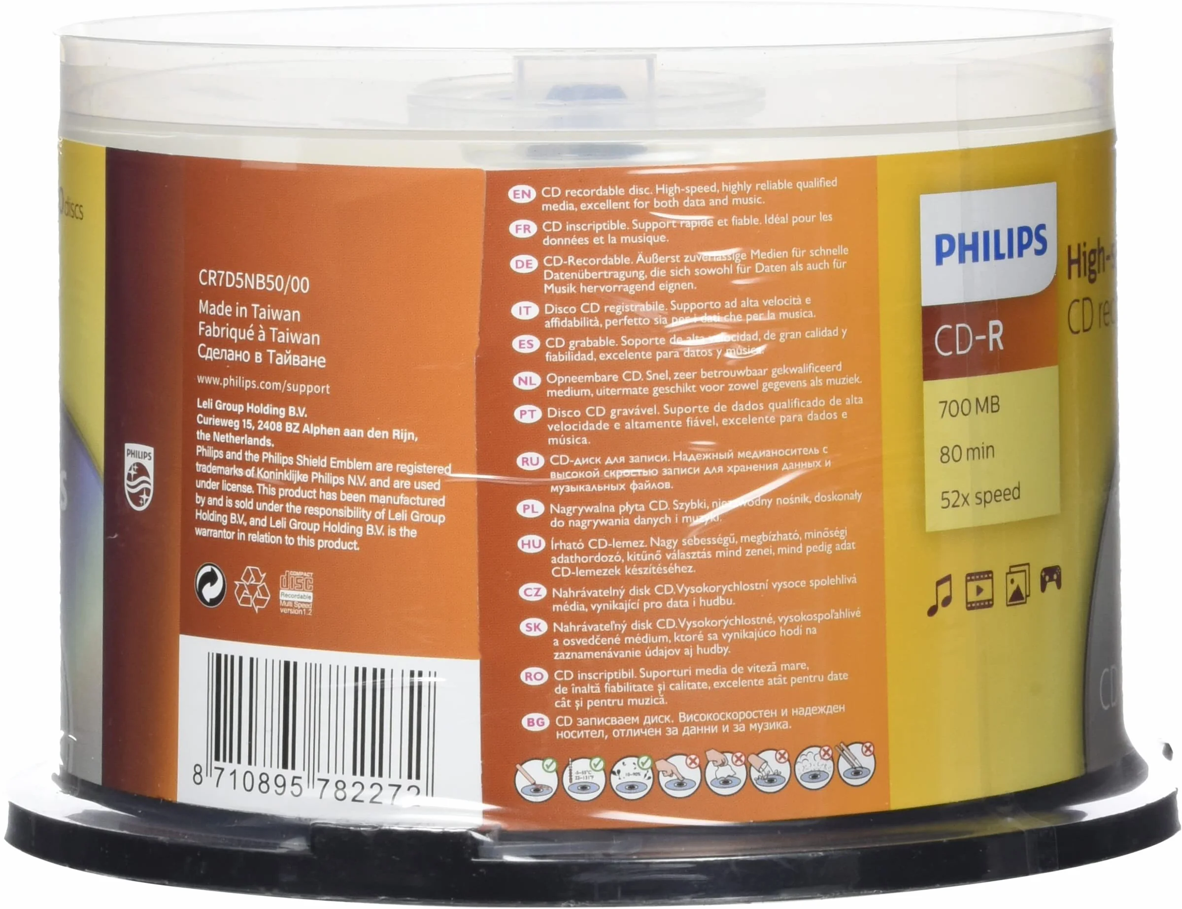 Philips CD-R 700MB 80min 52x Cake Box 50 sztuk