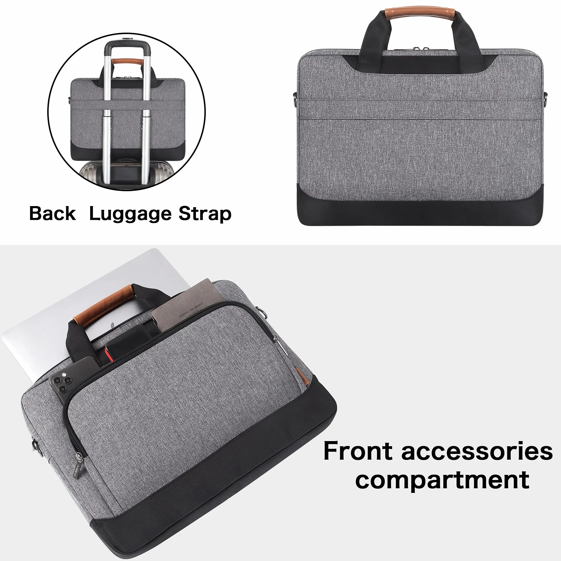 DOMISO Sacoche pour Ordinateur Portable 17-17.3 Pouces Mallette d'affaires Sac à Bandoulière Compatible 17.3" HP Pavilion MSI GS73VR Stealth Pro Dell Inspiron 17 Acer ASUS Gris