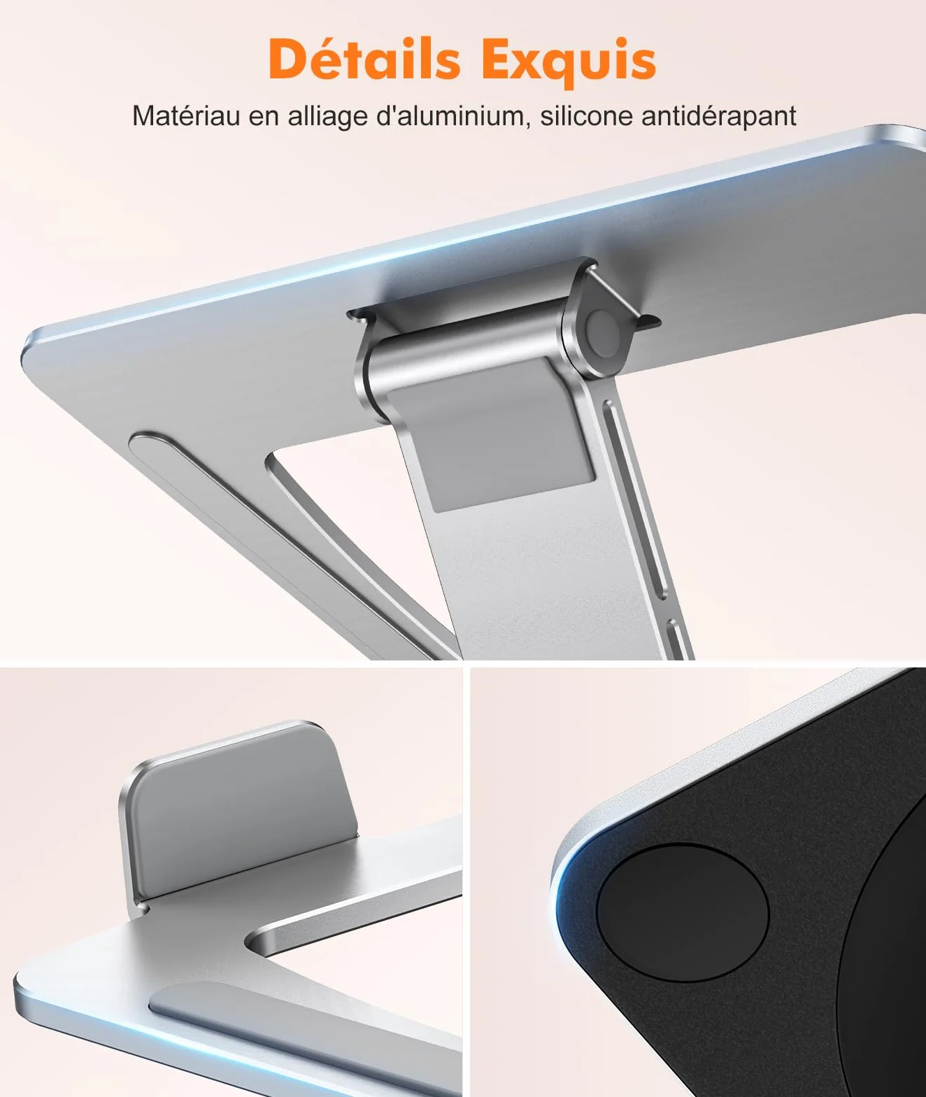 Support Ordinateur Portable Rotation 360° Réglable à Refroidissement Rapide pour Laptop 10-16"
