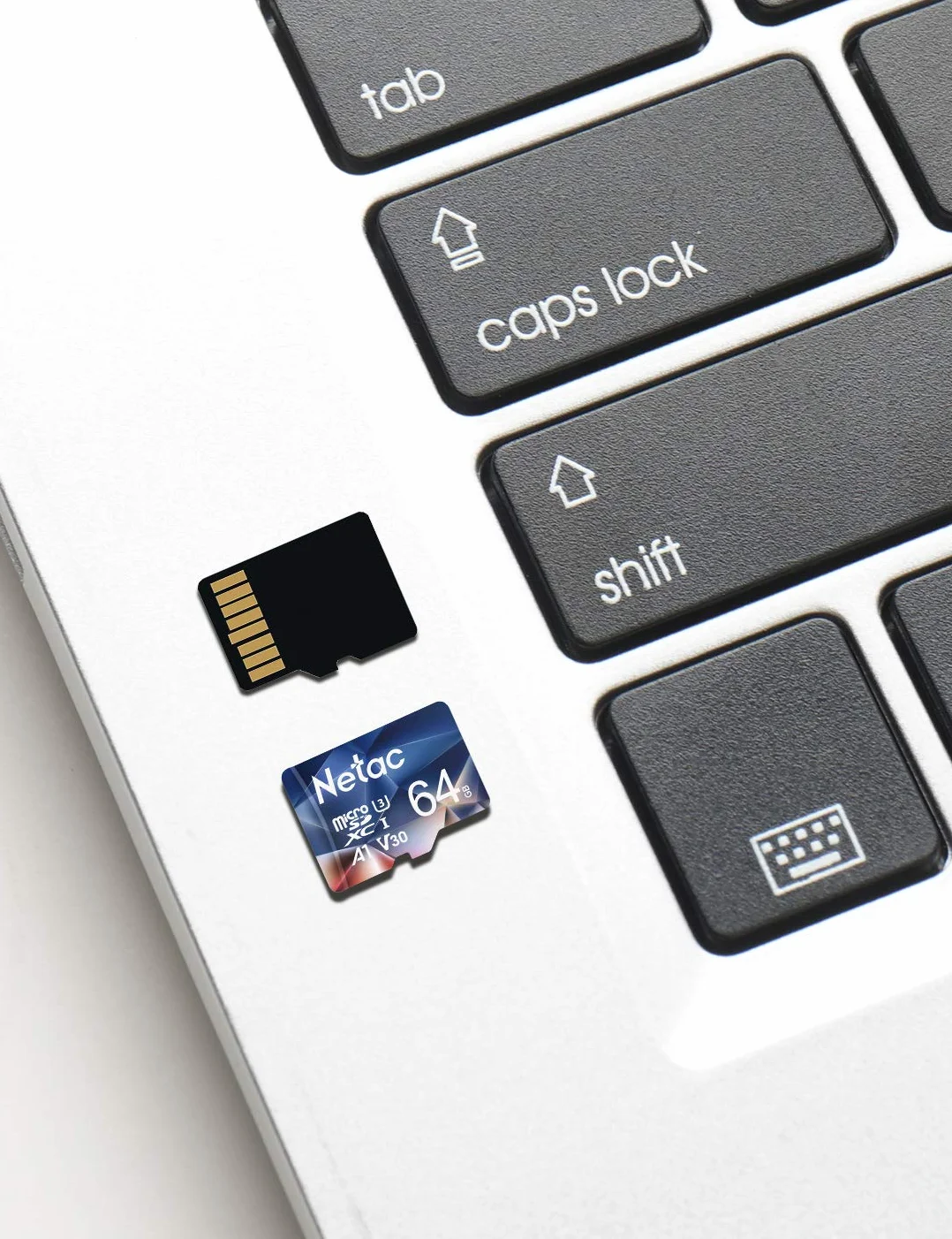 Netac 64Go Carte Mémoire Micro SDHC A1 U3 UHS-I C10 V30 100/30 Mo/Sec