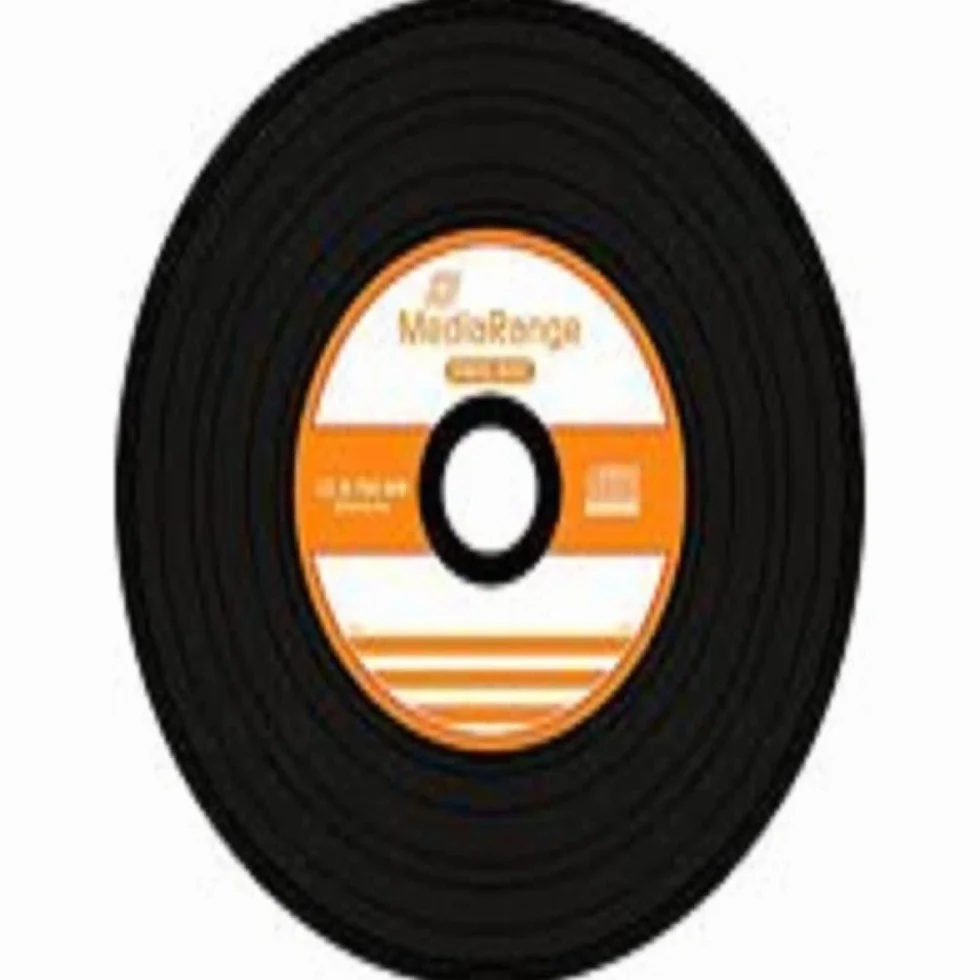 Mediarange MR225 CDR80 700MB 52x Broche Vinyle Retro Disk Noir Lot de 50