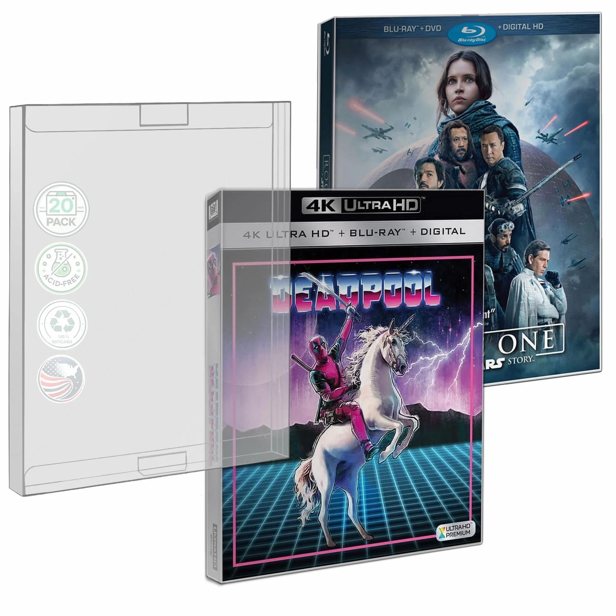 MALKO Lot de 20 coques de protection compatibles 4K UHD Blu Ray Slips
