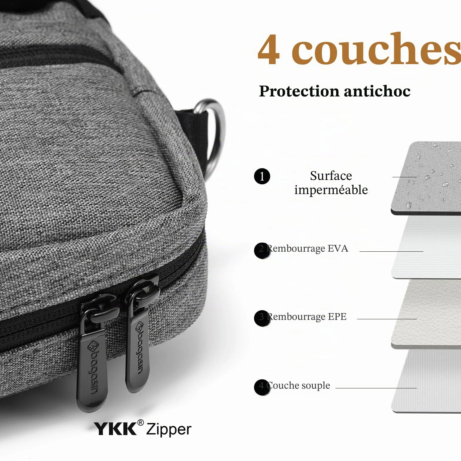 Sacoche Ordinateur Portable 15,6 17,3 Pouces Mallette Sac PC Tablette Imperméable Léger Robuste
