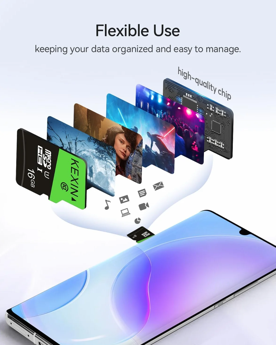 KEXIN Carte Micro SD 16 Go Lot de 5 Cartes Micro SDHC UHS-I C10 U1 MicroSD TF pour Appareils Photo Sport, Caméra Surveillance, Dash Cam