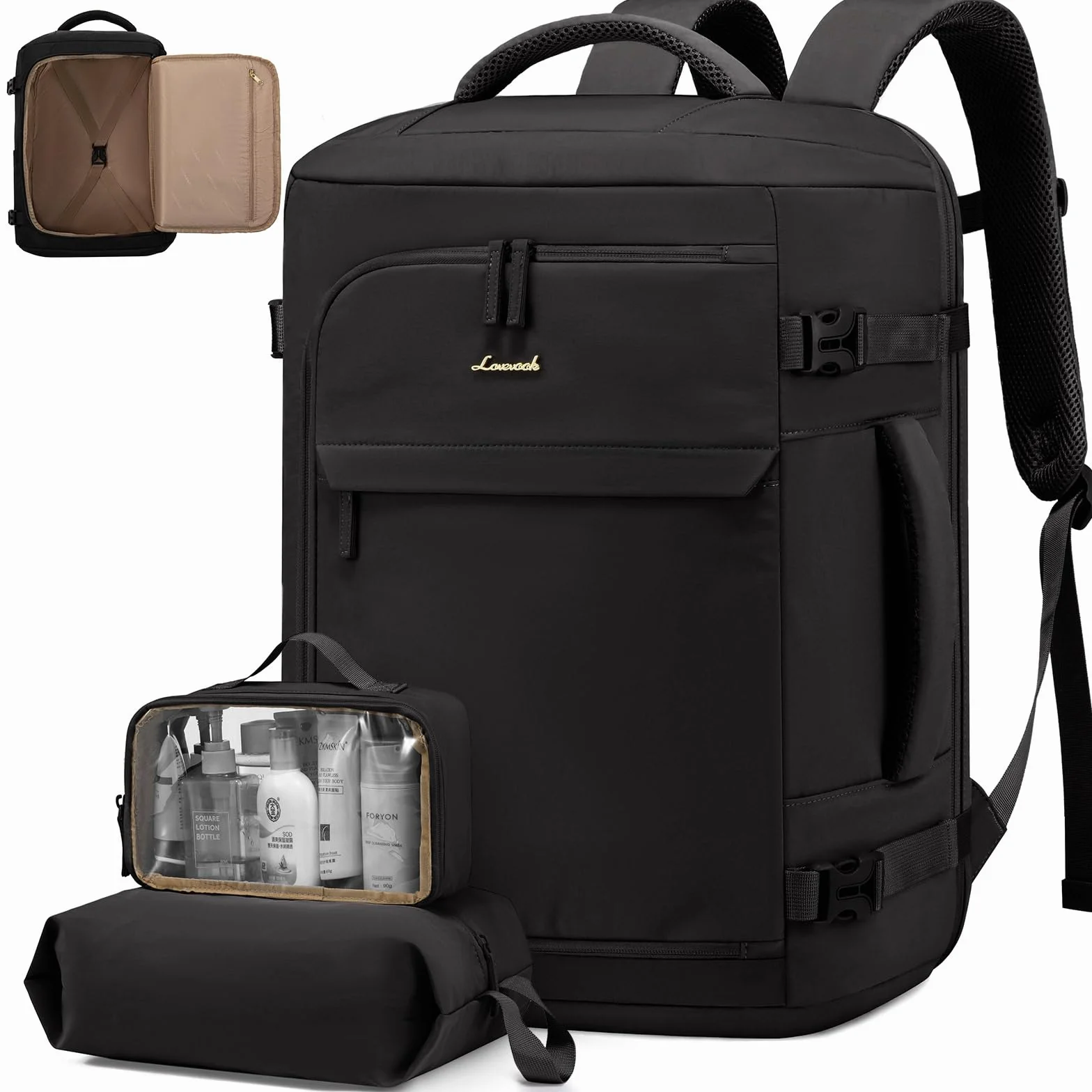 LOVEVOOK Sac À Dos Voyage Cabine Avion 40L Antivol Imperméable Ordinateur