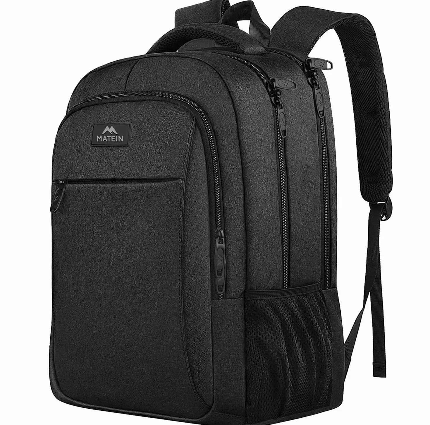 MATEIN Sac à Dos Ordinateur Portable 15.6 Pouces, Imperméable Antivol pour Travail Collège, Noir