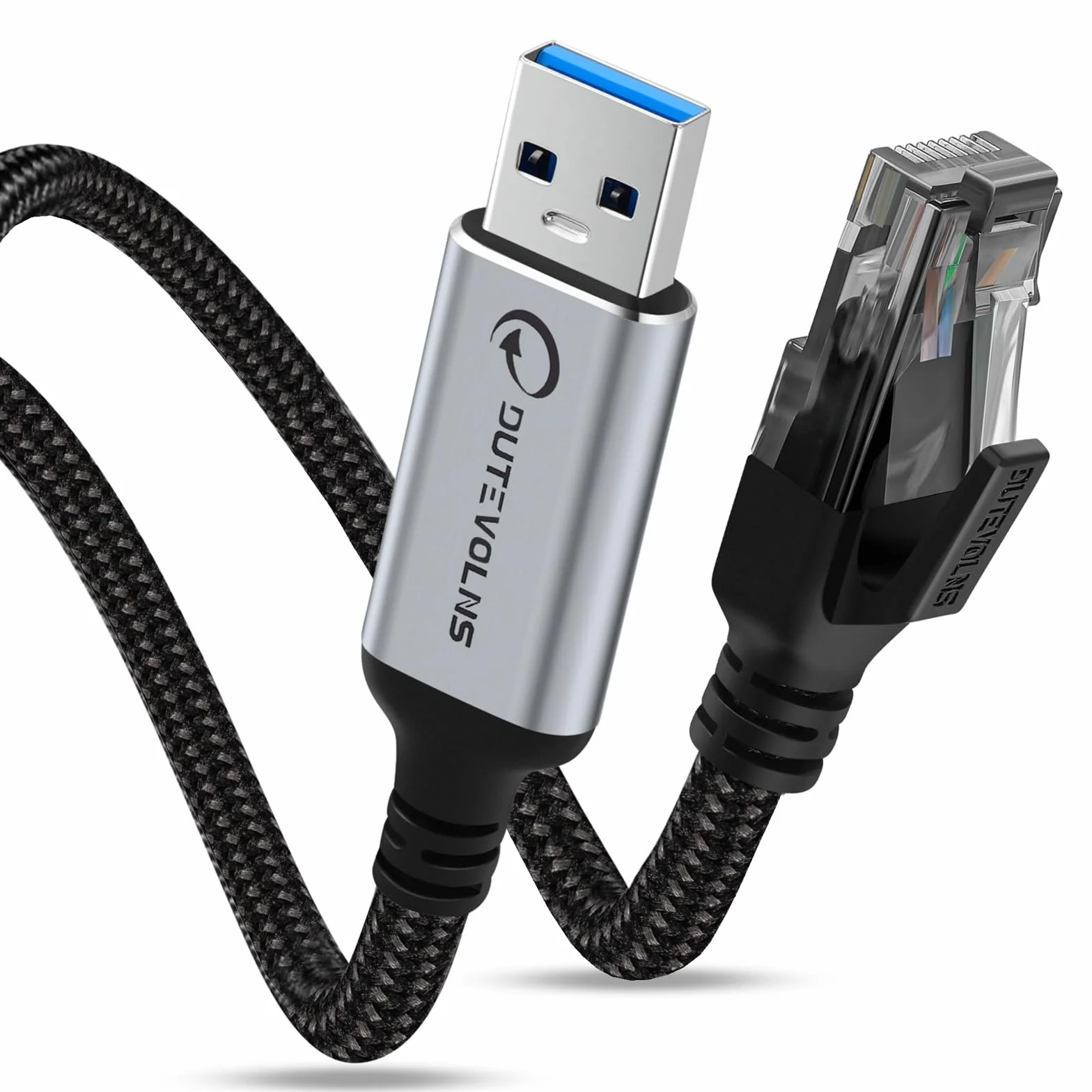 Câble USB vers Ethernet 5m USB-A 3.0 Mâle RJ45 Mâle Nylon 1 Gbit Transfert Données Gigabit