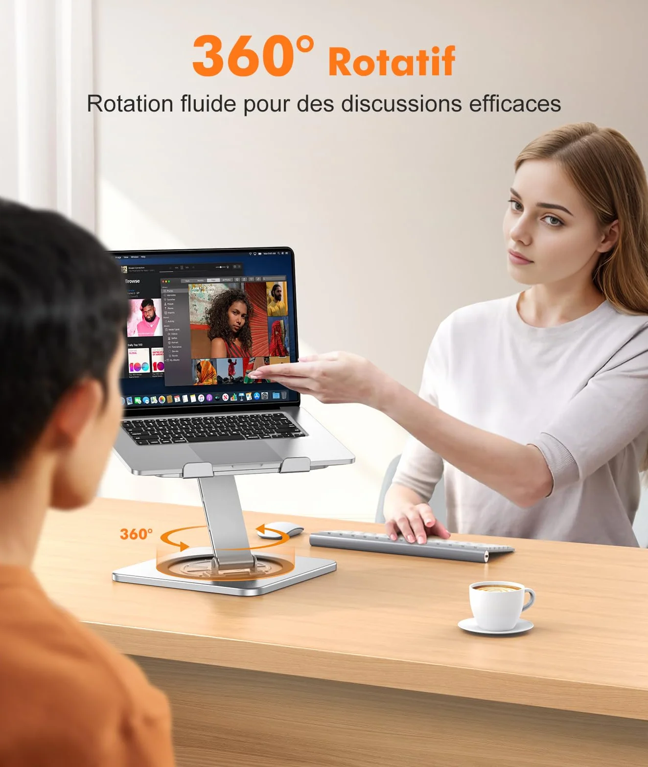 Support Ordinateur Portable Rotation 360° Réglable à Refroidissement Rapide pour Laptop 10-16"