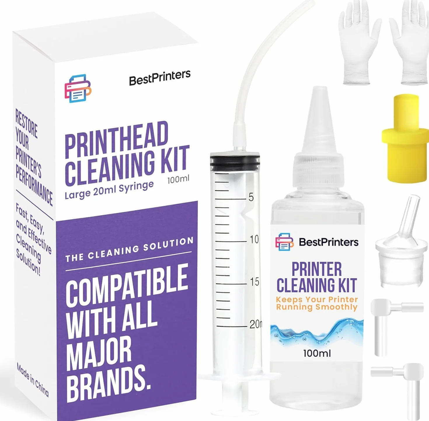 Kit de nettoyage pour tête d'impression jet d'encre Epson HP Brother avec seringue 20 ml