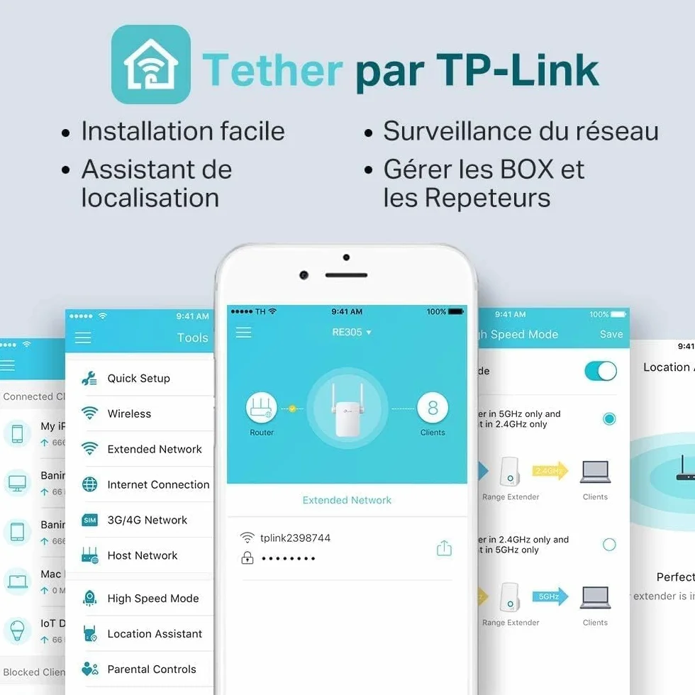 TP-Link Répéteur WiFi RE305 Amplificateur WiFi AC1200, 1 Port Ethernet, jusqu'à 120㎡