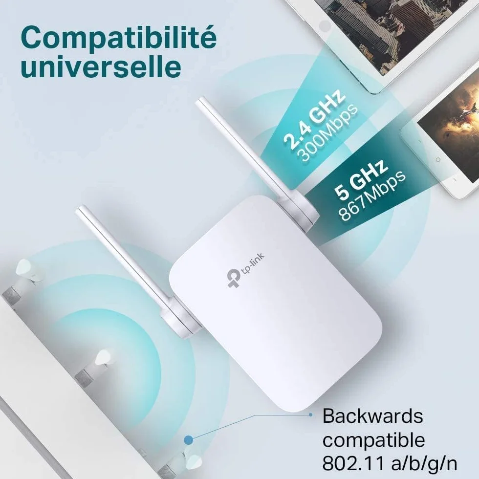 TP-Link Répéteur WiFi RE305 Amplificateur WiFi AC1200, 1 Port Ethernet, jusqu'à 120㎡