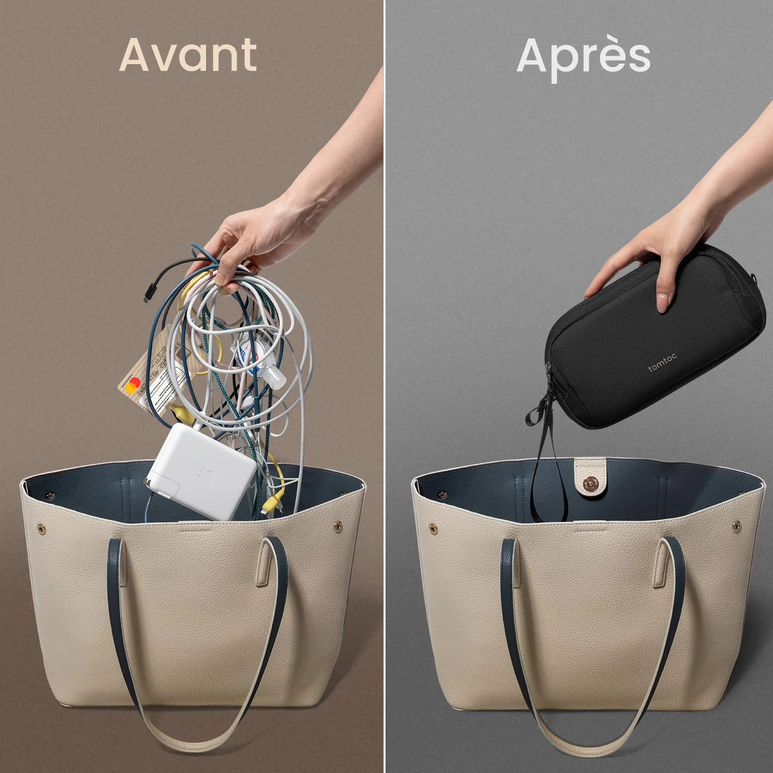 Tomtoc Sac de Rangement Câble, Organisateur de Câbles Portable Tech Pouch pour Accessoires Techniques et Voyage