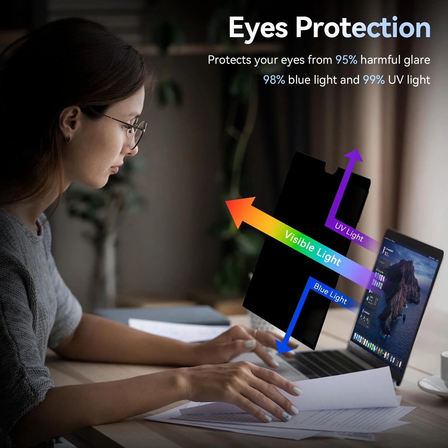 Filtre de Confidentialité MacBook Air 13" 2018-2021 M1 MacBook Pro 13 Pouces 2016-2022 M1 M2 Anti Espion Lumière Bleue