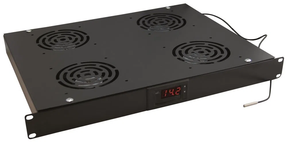 Waytex 37349 Plateau de 4 Ventilateurs avec Thermostat 19"