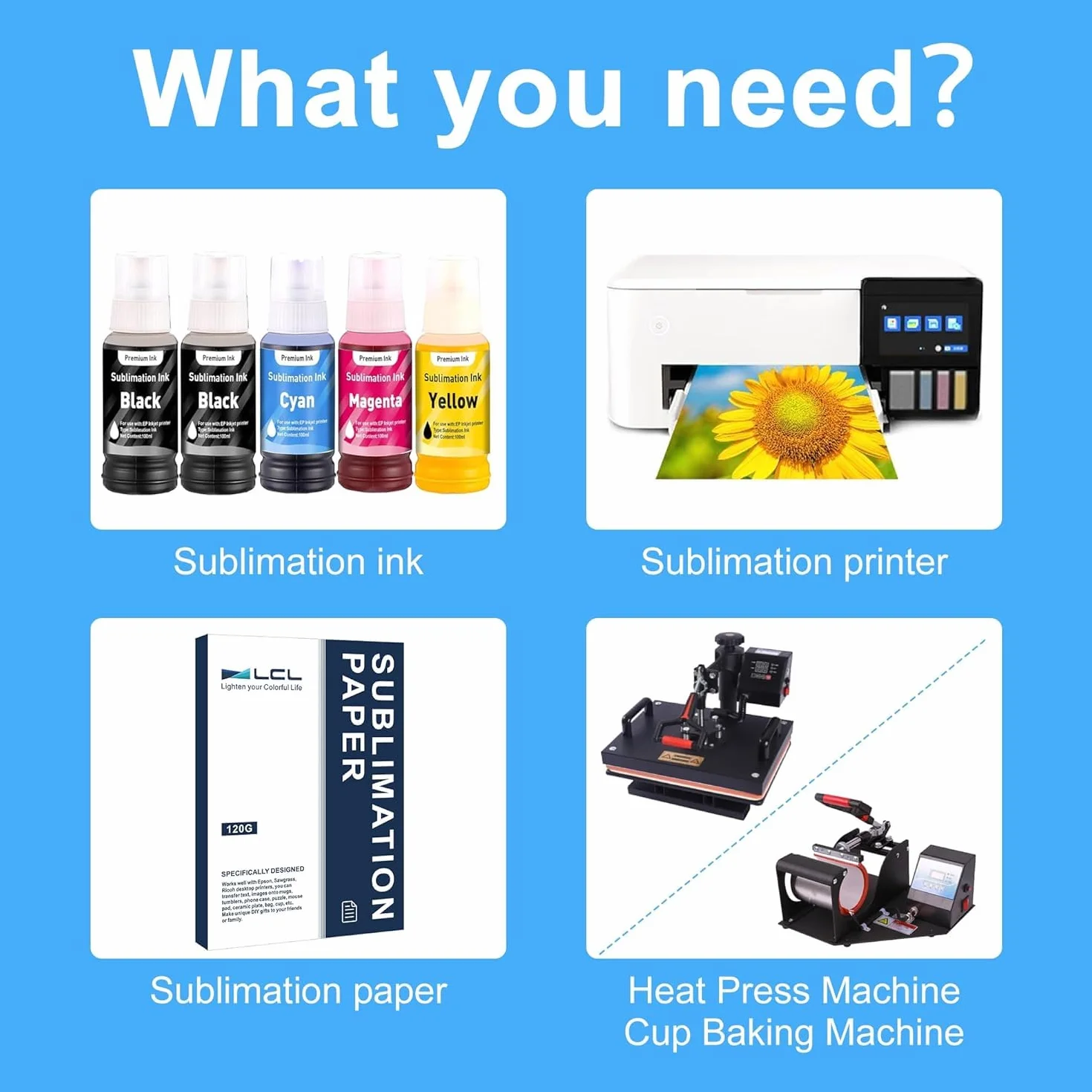 Recharge d'encre à Sublimation 500ML pour Epson EcoTank ET-2700 ET-2750 ET-2751 ET-2756 ET-3700 ET-2850