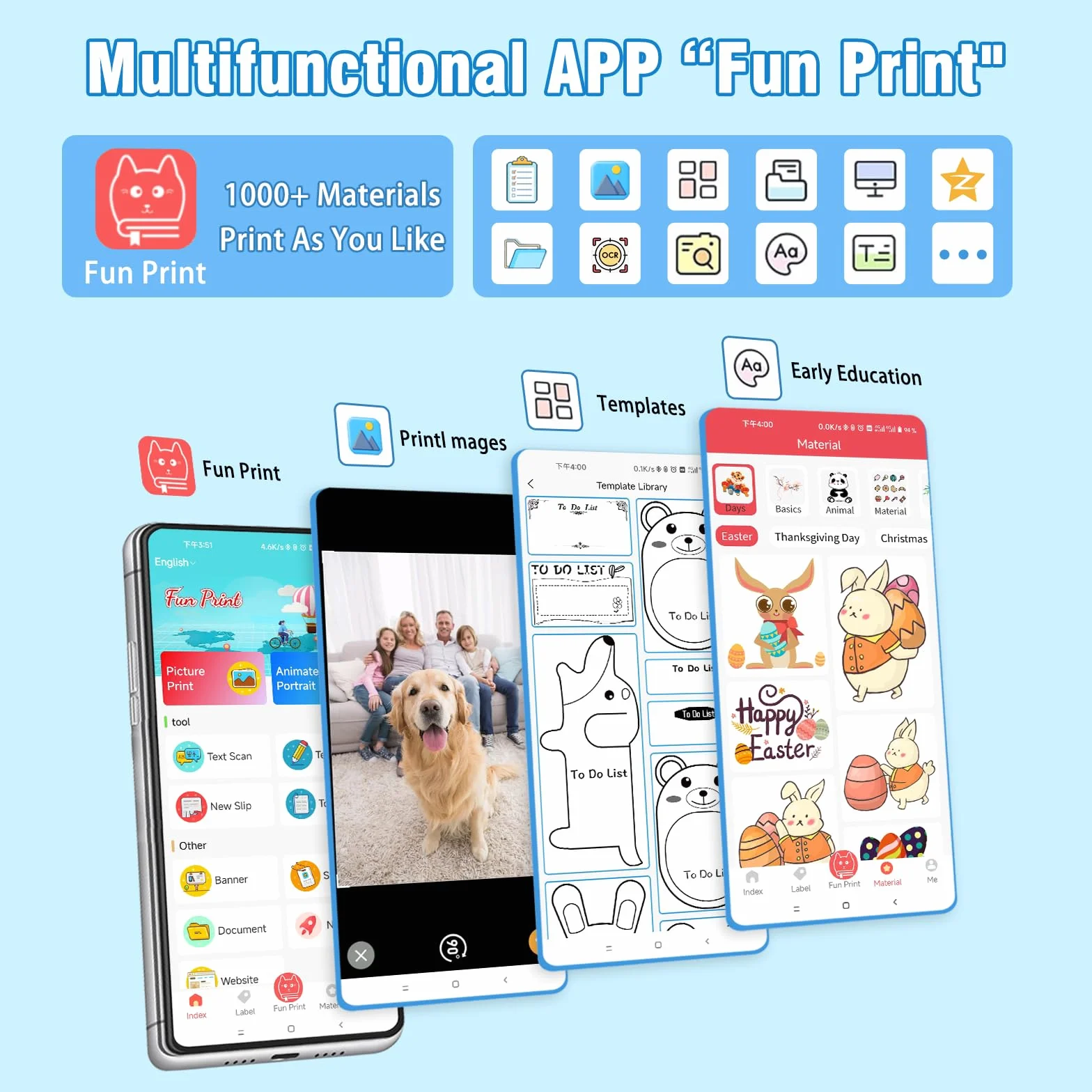 Mini Imprimante Thermique Portable pour Android iOS, Imprimante Photo sans Encre Bleu