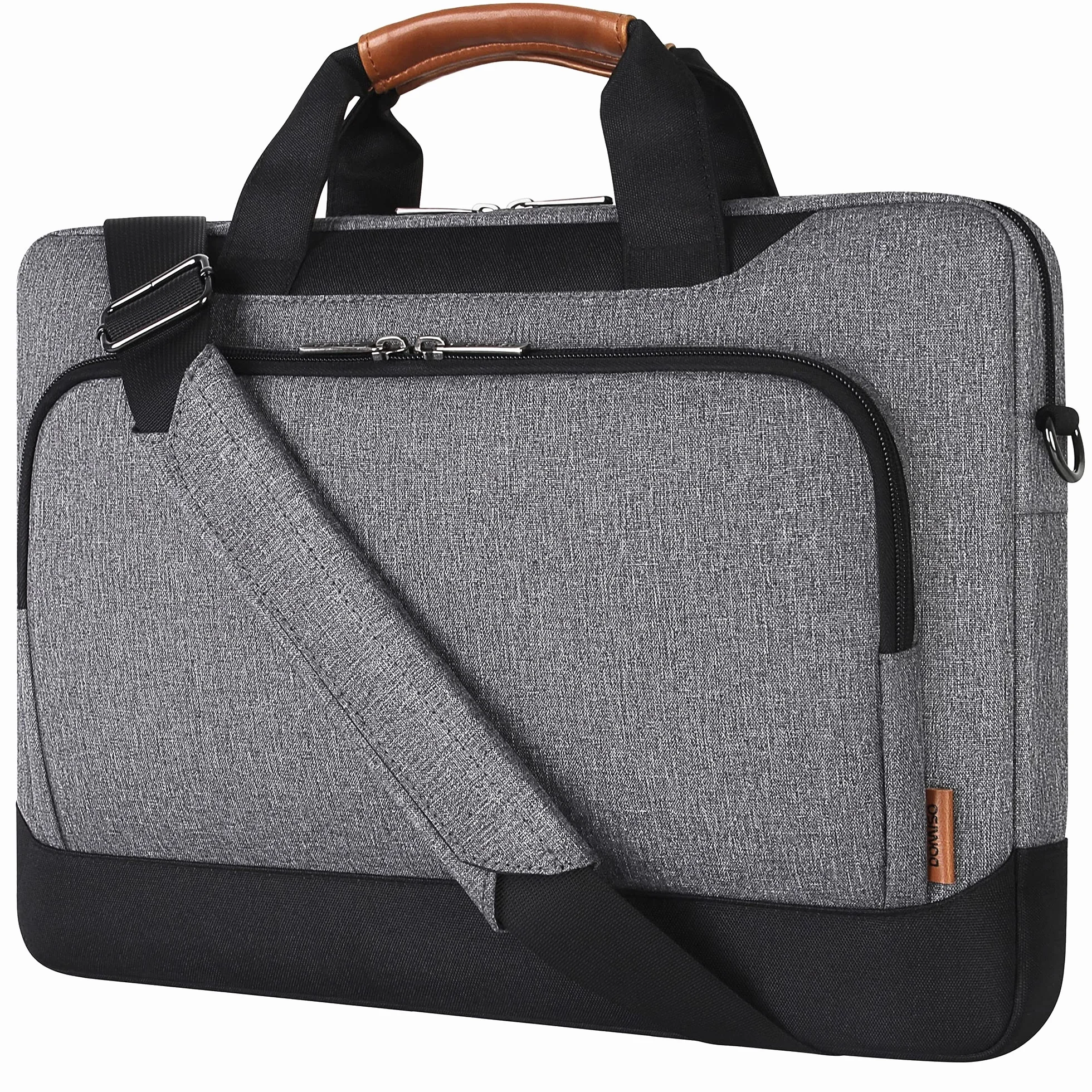 DOMISO Sacoche pour Ordinateur Portable 17-17.3 Pouces Mallette d'affaires Sac à Bandoulière Compatible 17.3" HP Pavilion MSI GS73VR Stealth Pro Dell Inspiron 17 Acer ASUS Gris