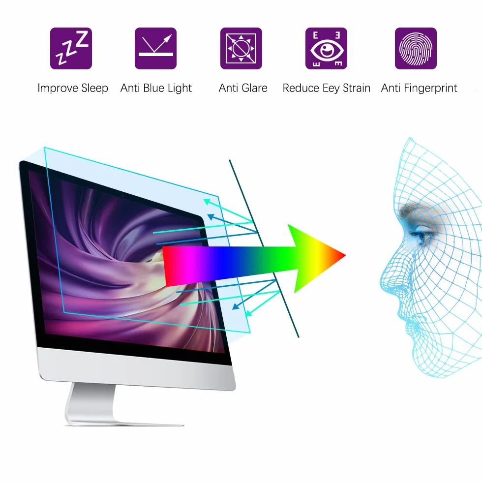 AiMok Filtre Anti-Lumière Bleue 24" Moniteur Protection des Yeux Anti-Reflet Blocage Lumière Bleue Protecteur d'écran PC