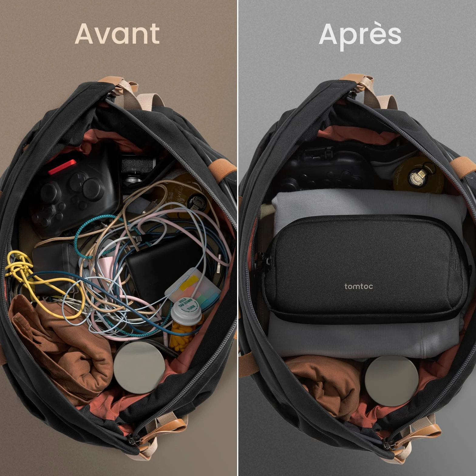 Tomtoc Sac de Rangement Câble, Organisateur de Câbles Portable Tech Pouch pour Accessoires Techniques et Voyage