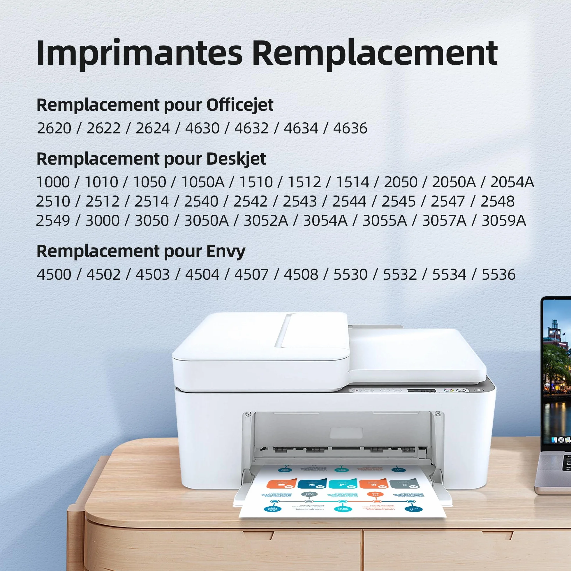 Cartouches d'encre 301XL Remplacement pour HP 301 XL Noir et Couleur pour DeskJet 1000 1050 2050 2510 Envy 4500 4502 5530 OfficeJet 2620 4630 4632
