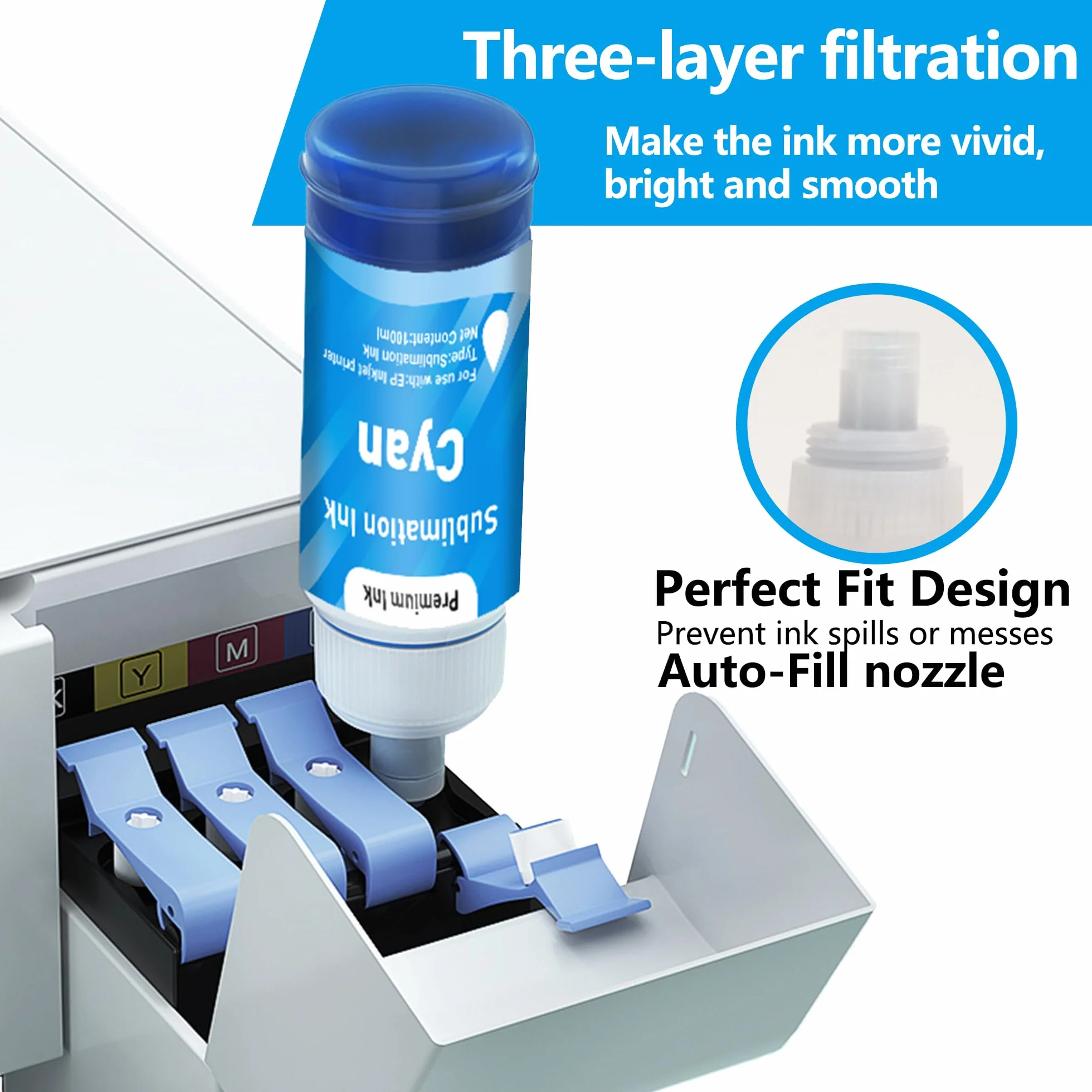 Recharge d'encre à Sublimation 500ML pour Epson EcoTank ET-2700 ET-2750 ET-2751 ET-2756 ET-3700 ET-2850