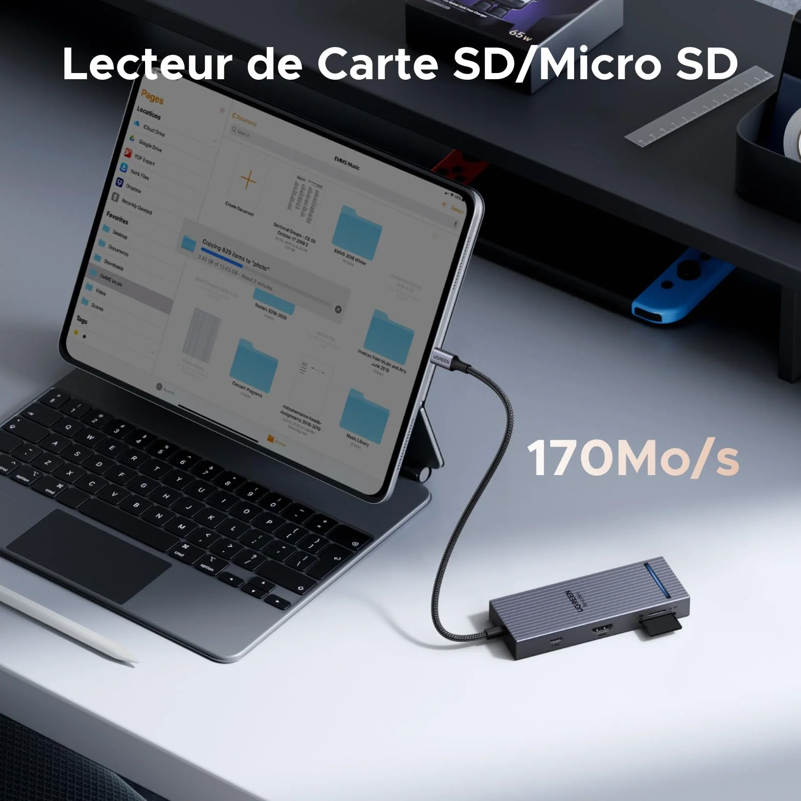 UGREEN Revodok Pro 108 10Gbps Hub USB C HDMI 4K 60Hz Lecteur de Carte SD TF PD 100W Adaptateur Multiport USB3.2 8 en 1 Dock USB C