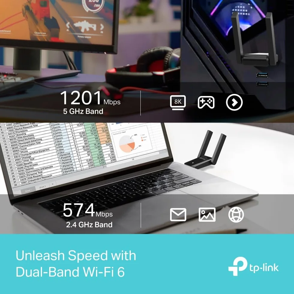 TP-Link Archer TX30U Plus WiFi 6 Adaptateur AX1800 Mbps Double Bande USB 3.0 MU-MIMO