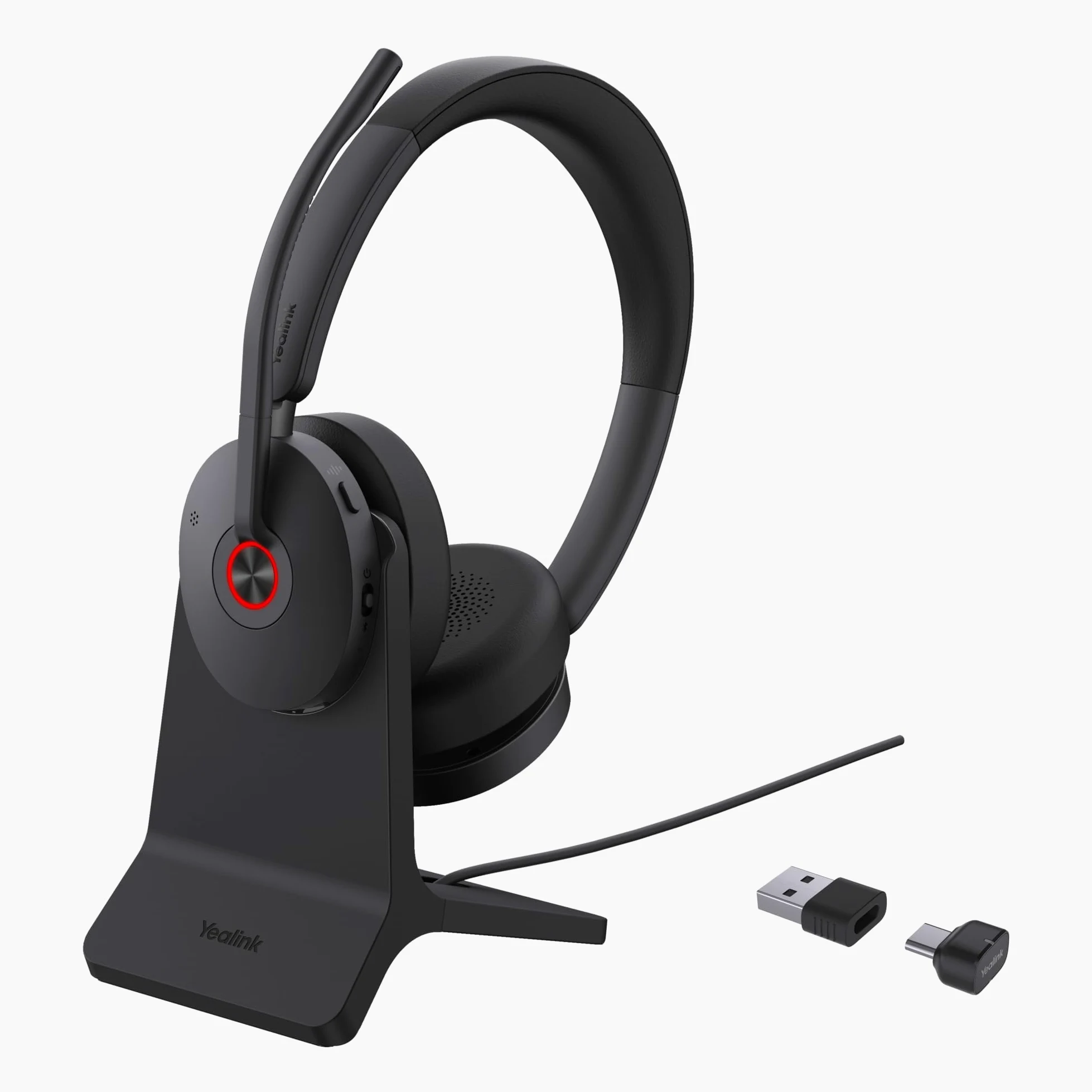 Yealink BH 74 UC Casque avec Support de Charge Bluetooth Hybride ANC 32 Heures de Conversation, USB-C/A