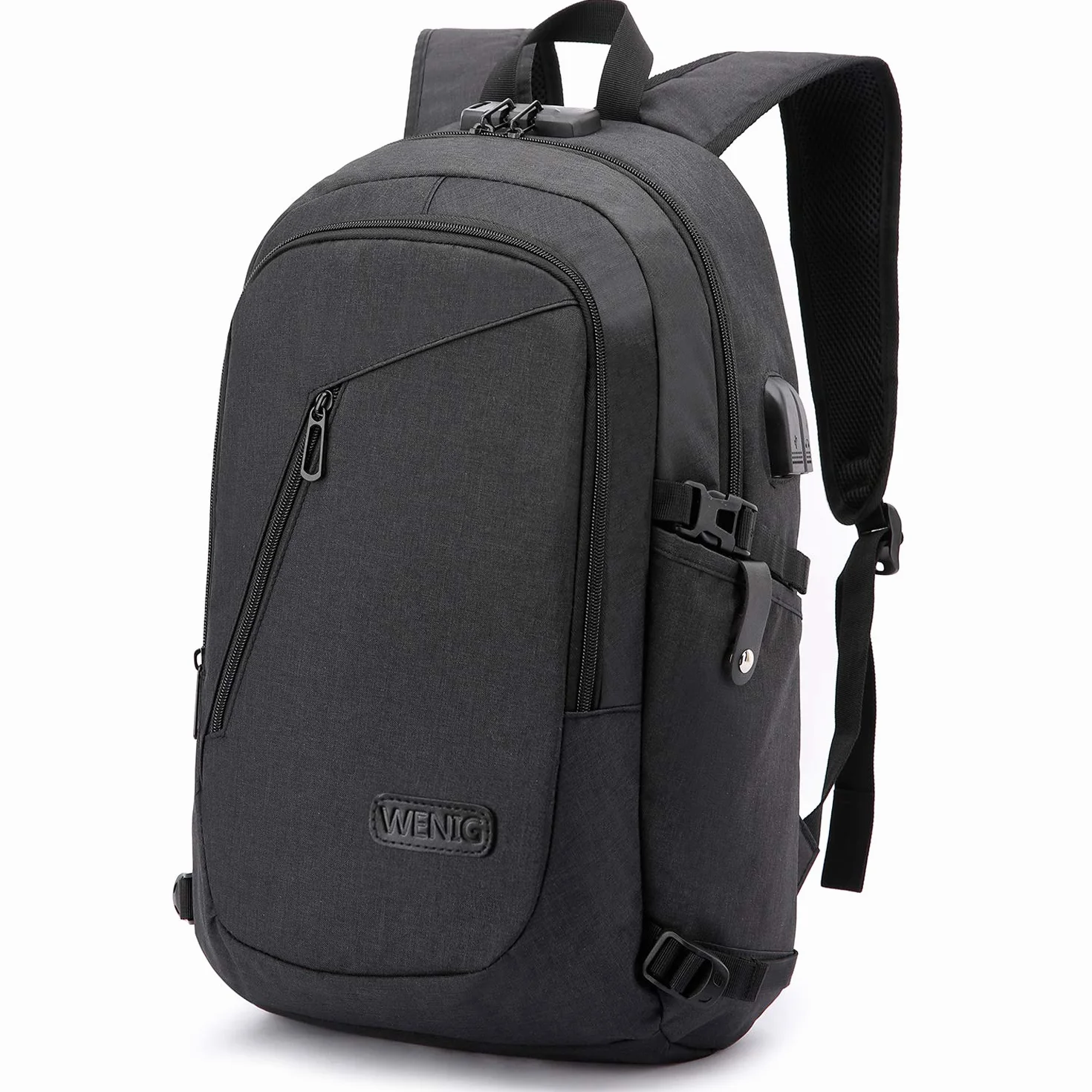Antivol Sac à Dos Ordinateur Portable 15.6 Pouces Homme Imperméable USB Charging Port Sac à Dos D'affaires Noir