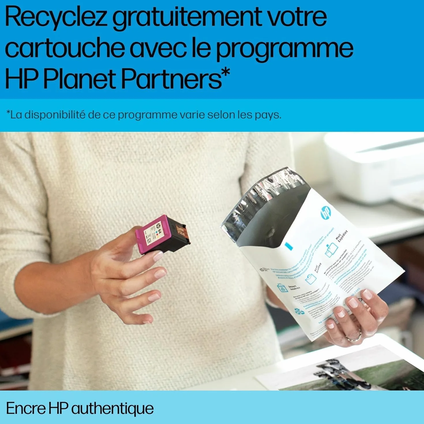 HP 305 Cartouches d’Encre Originales Pack de 2 Noir Cyan Jaune Magenta Compatible avec HP DeskJet 2700/4100 Envy 6000/6400