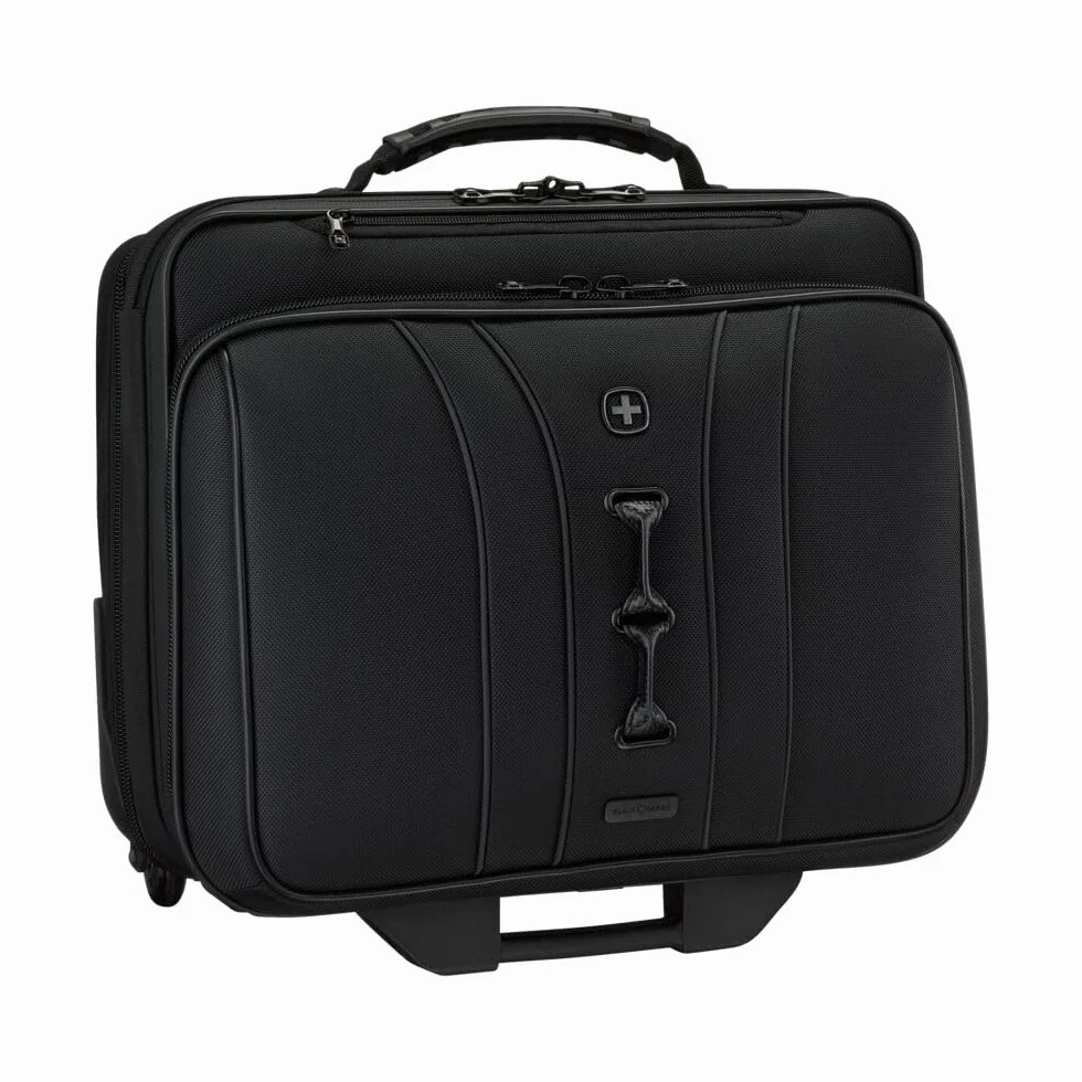 WENGER Legacy Black Series Mallette, Sac avec roulettes pour Portable, Trolley, Notebook Jusqu’à 15,6’’, 29 l, Bureau Affaires Fac École, Noire, 653631