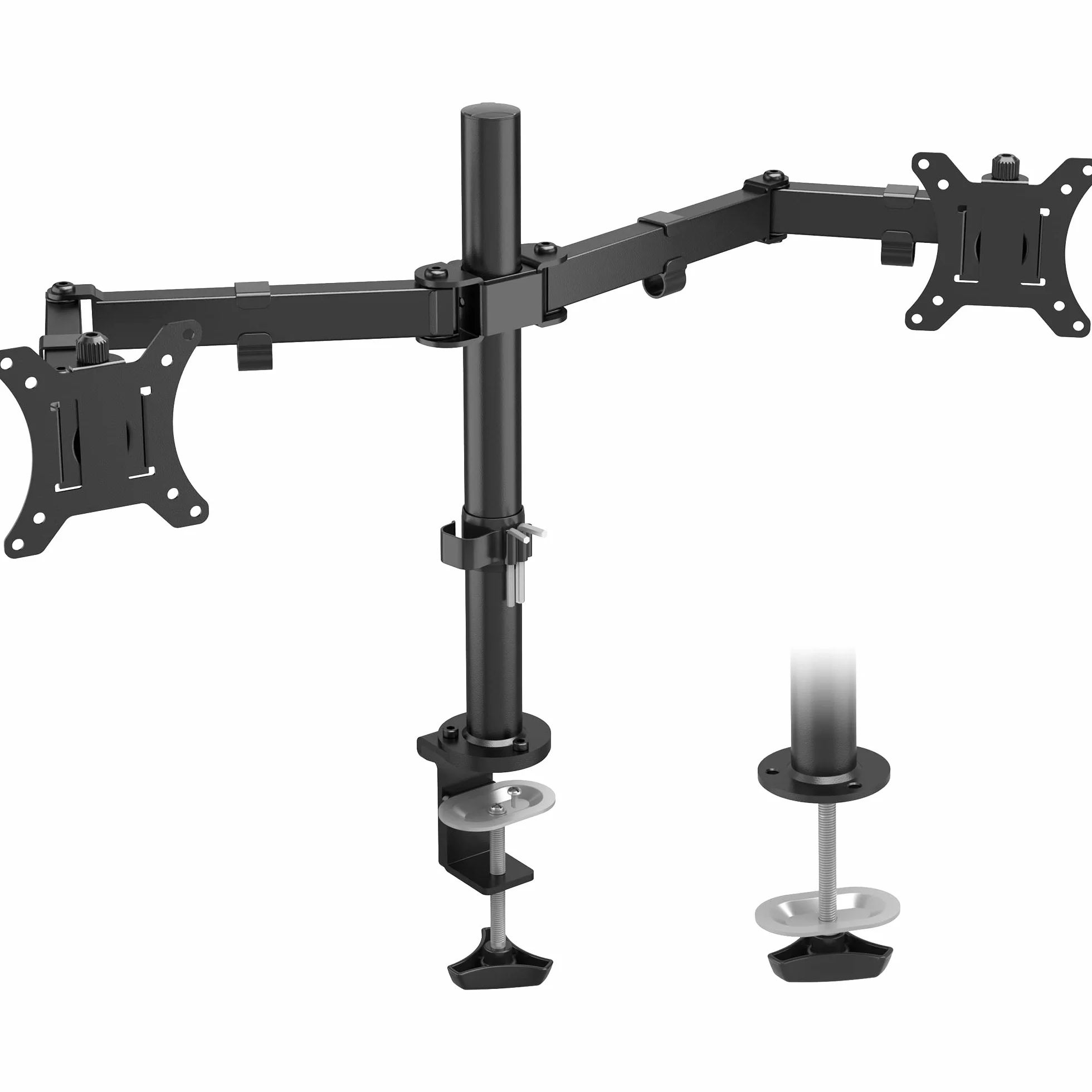 BONTEC Support Ecran PC 2 Ecran pour Moniteurs 13-32 Pouces, Bras Réglable en Hauteur, Rotatif, Pivotant, Inclinable, Charge 10kg par Bras, VESA 75/100