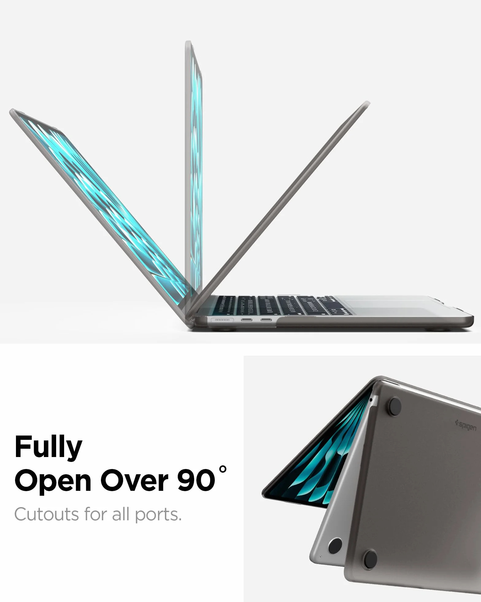 Spigen Air Skin Coque Rigide Transparent Compatible MacBook Air 13 M5 M4 M3 M2 2026-2022 Noir Givré