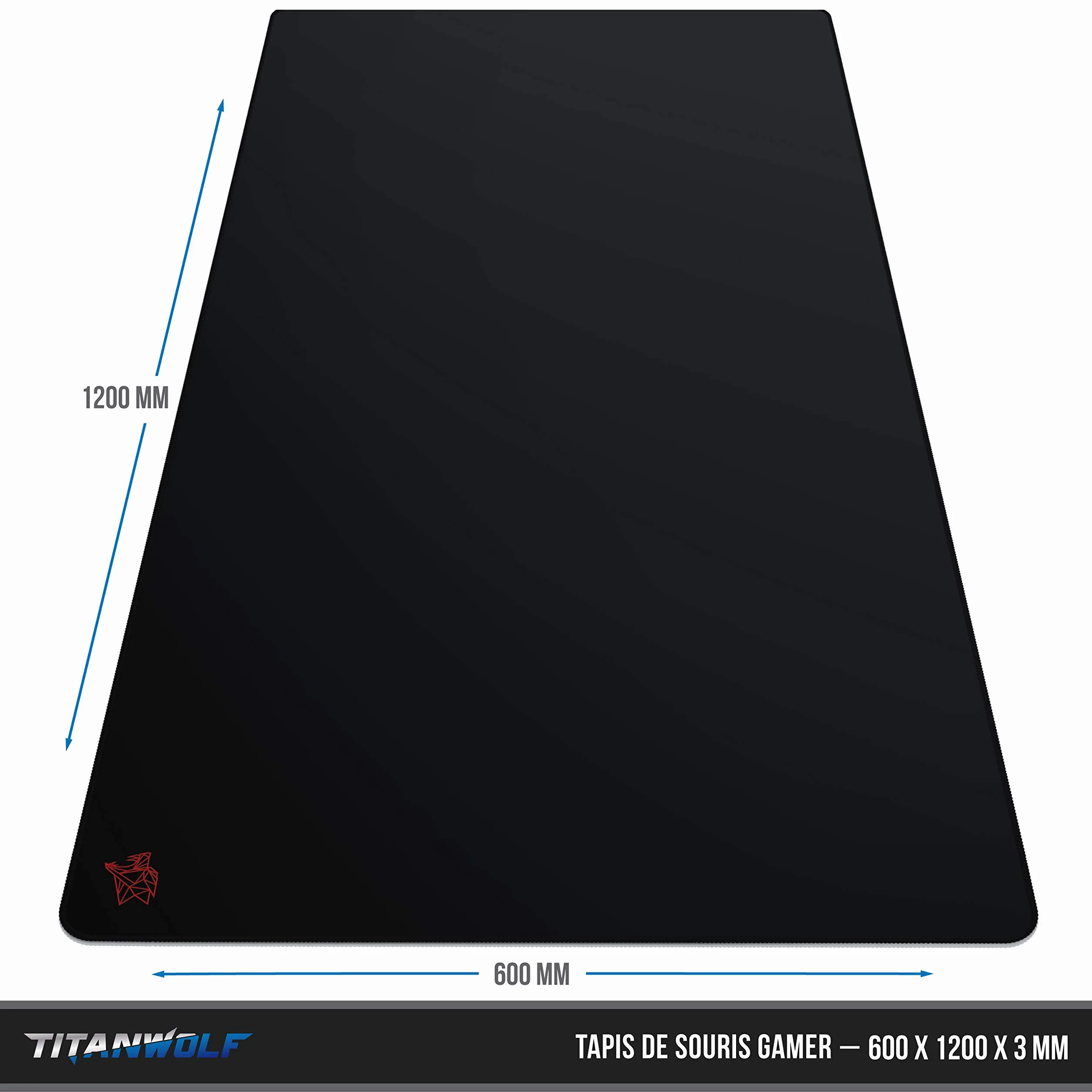 TITANWOLF Tapis de Souris Gaming XXL 1200x600mm Noir pour Souris et Clavier Roccat Razer Logitech