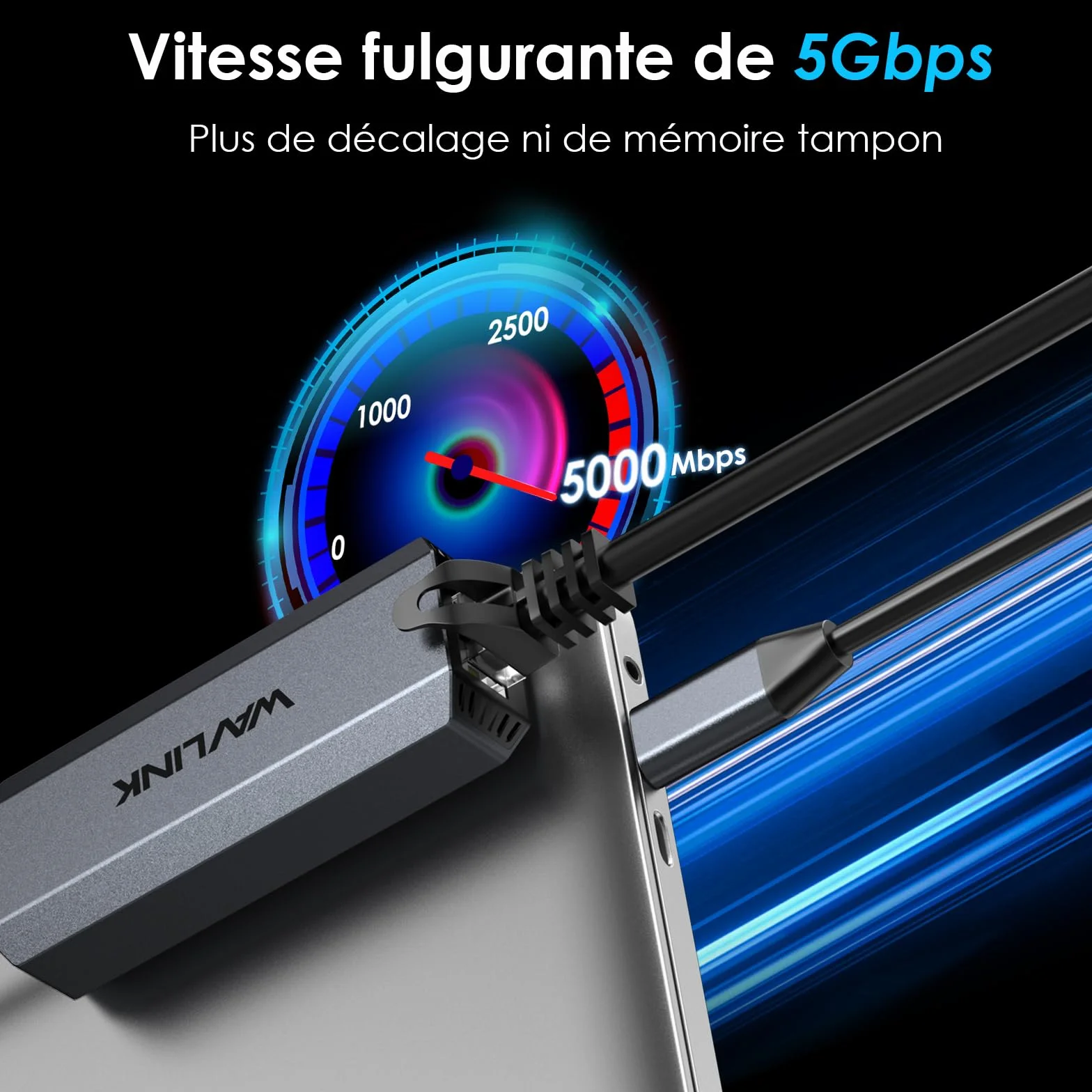 WAVLINK Adaptateur USB C vers Ethernet 5G pour Ordinateur Portable, Compatible avec MacBook, XPS, iPad Pro