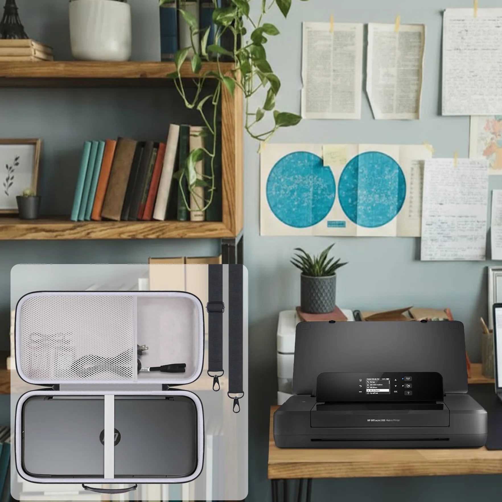 Khanka Étui pour HP OfficeJet 200 Mobile Imprimante, Housse de Transport Rigide avec Poignée et Bandoulière