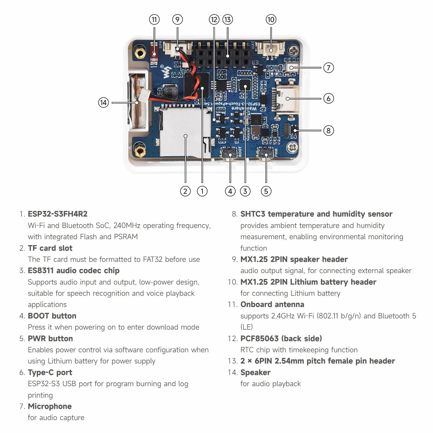 Waveshare ESP32-S3 1.54inch E-Paper AIoT Development Board 200x200 Black/White Wi-Fi BLE