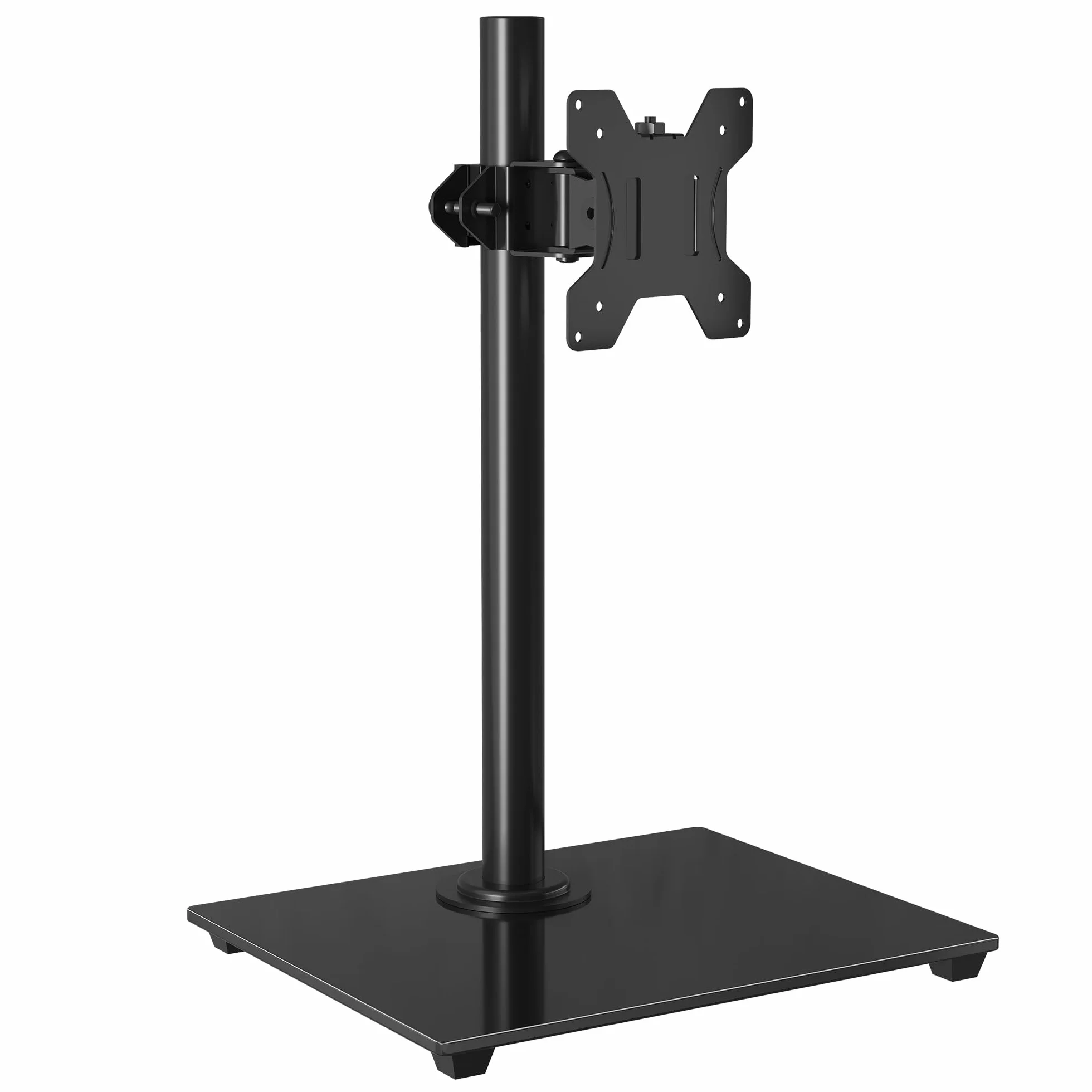 BONTEC Support Écran 13-32 Pouces, Bras Réglable Moniteur Plat/Incurvé, Socle Verre Trempé, Inclinaison ±75°, Pivotement ±80°, Rotation 360°, Max 10kg, VESA 75/100mm
