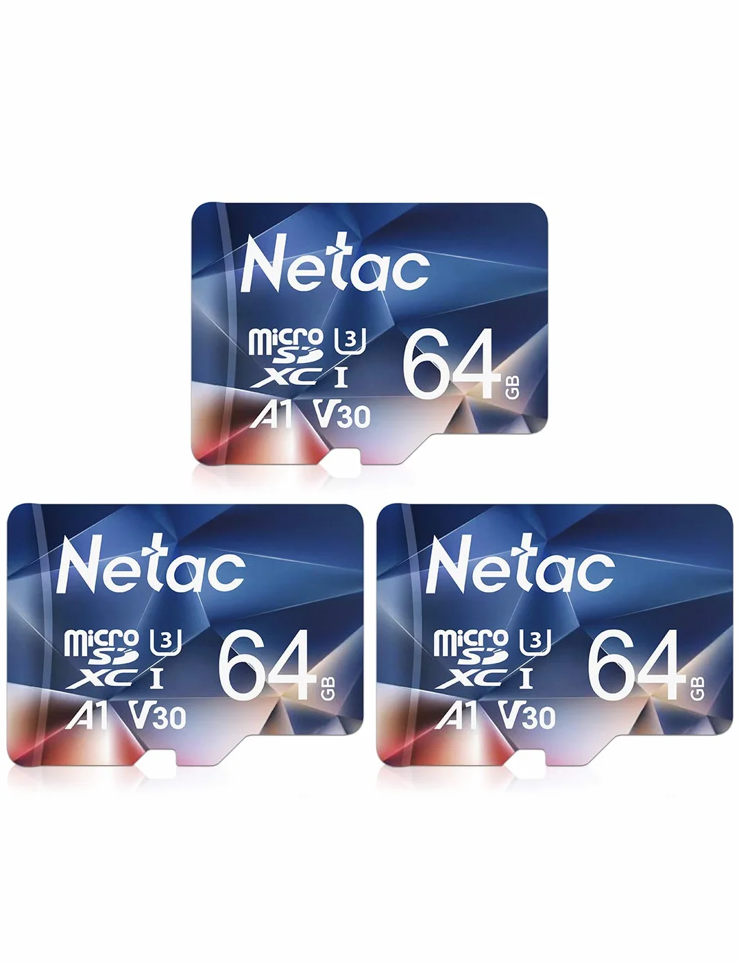 Netac 64Go Carte Mémoire Micro SDHC A1 U3 UHS-I C10 V30 100/30 Mo/Sec