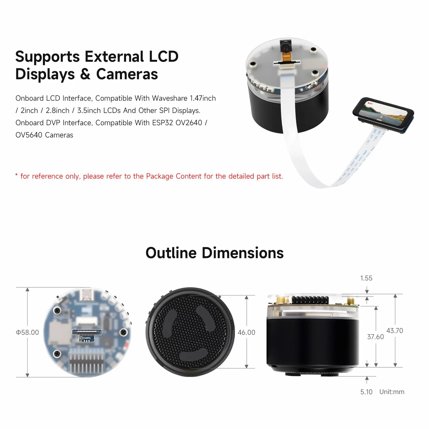 Waveshare ESP32-S3 AI Smart Speaker Development Board, Dual Microphones, Noise Reduction, RGB Lighting