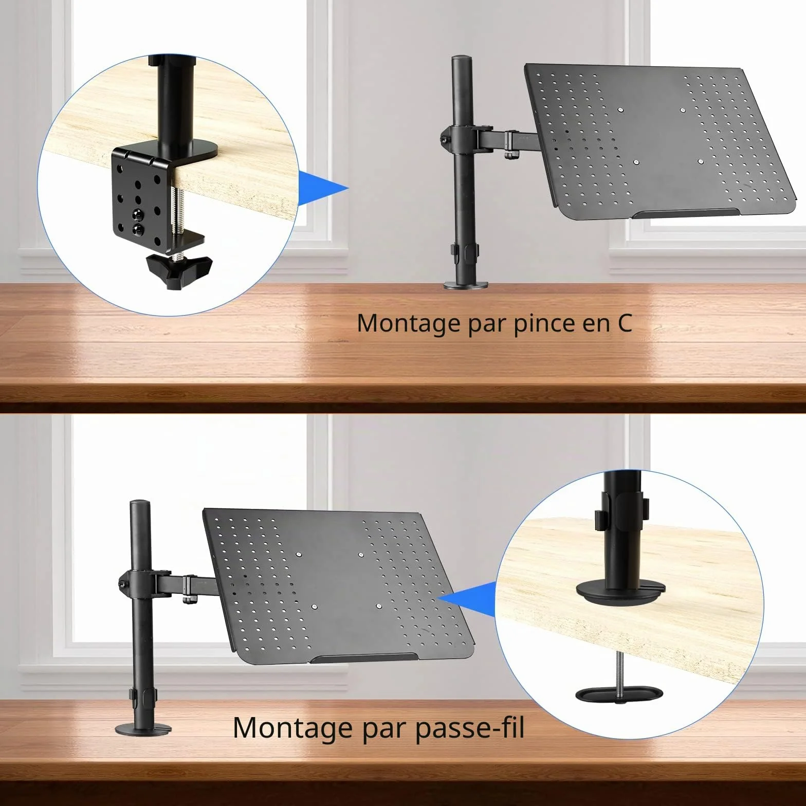 Suptek Support Ecran PC Bras pour Écran LCD LED 13-27 Pouces Ordinateur Portable 17 Pouces 360° Rotation