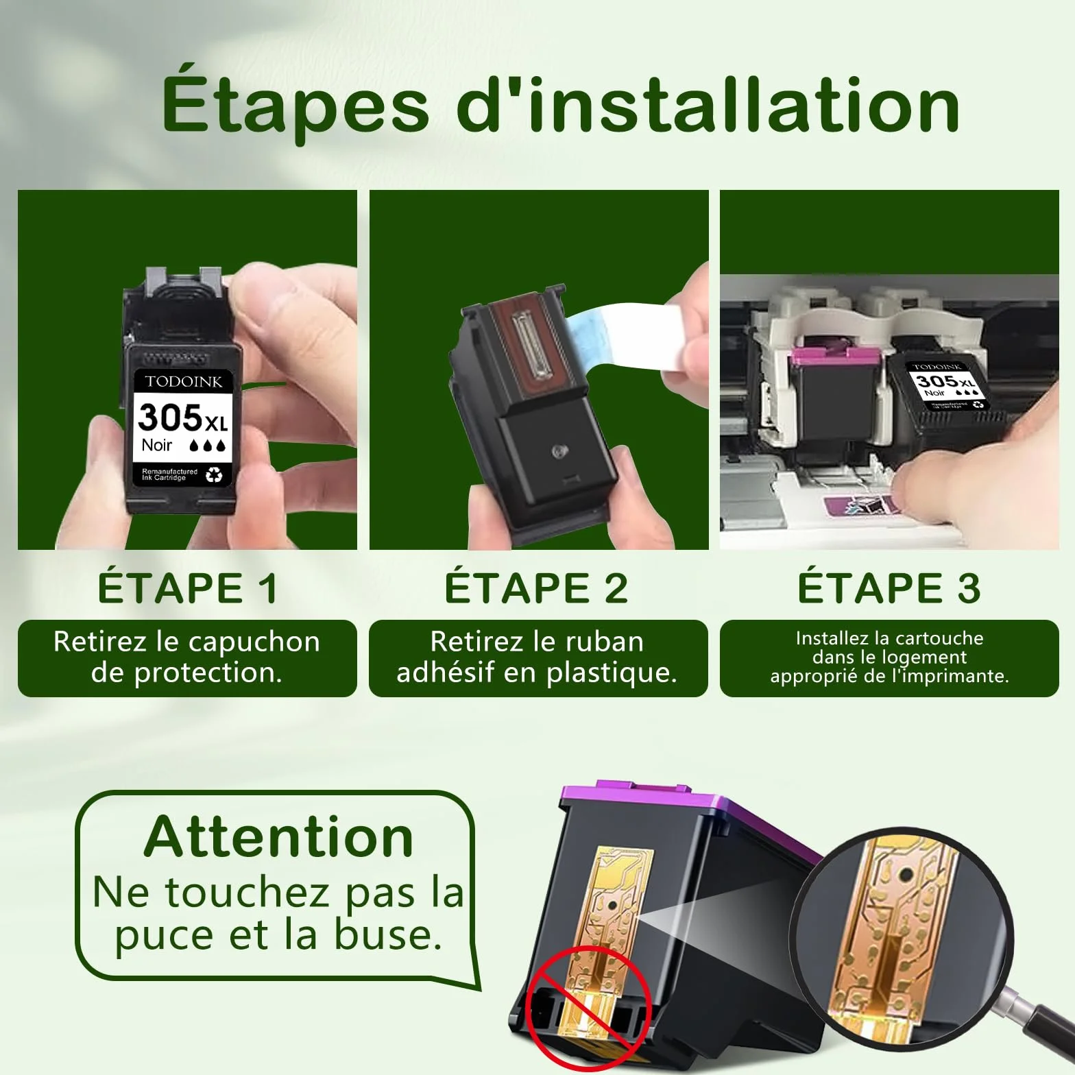 Cartouches HP 305 Noir et Couleur Compatibles 305XL pour DeskJet 2820e 2720e 2720 2710e Plus 4130 4120 4110 Envy 6020e 6022e 6030e Plus 6430e