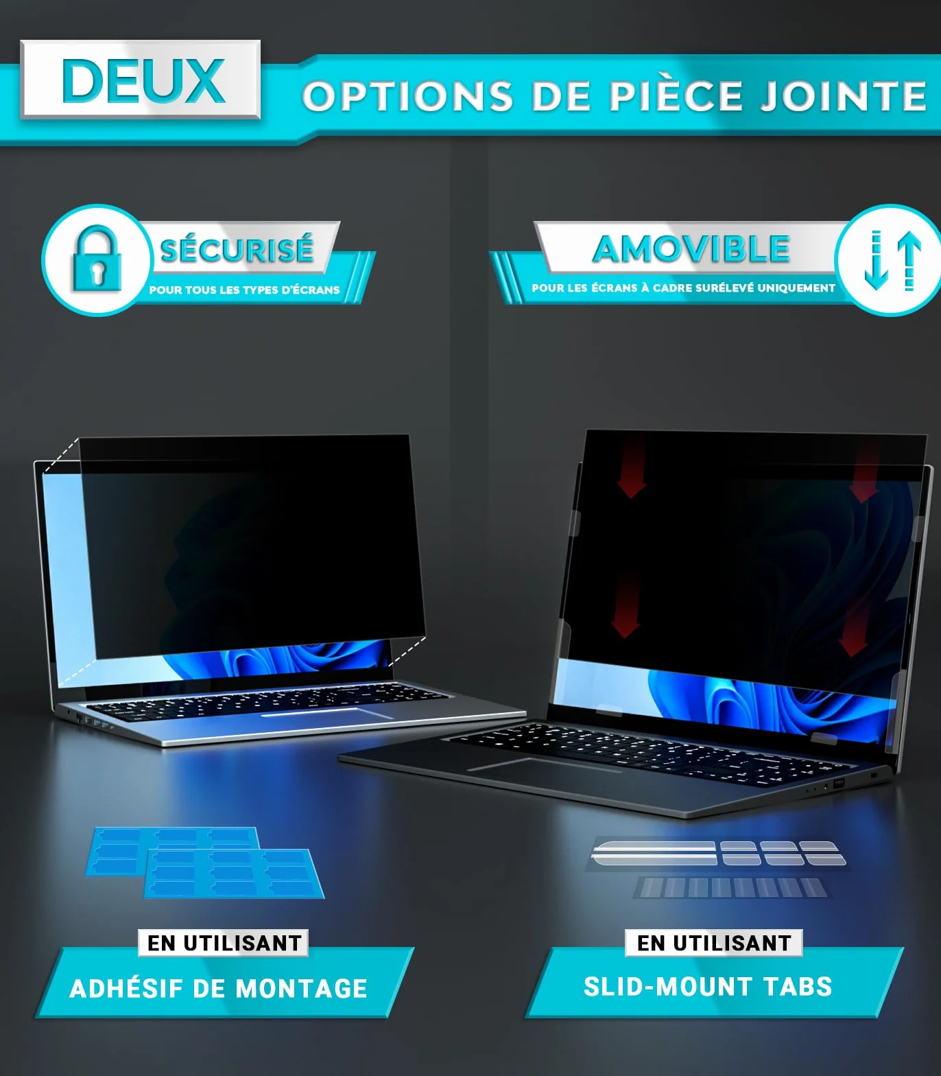PYS Filtre écran Confidentialité 15,6 Pouces 16:9 Anti Espion Anti-Lumière Bleu Compatible HP Dell Acer Lenovo Thinkpad Samsung ASUS