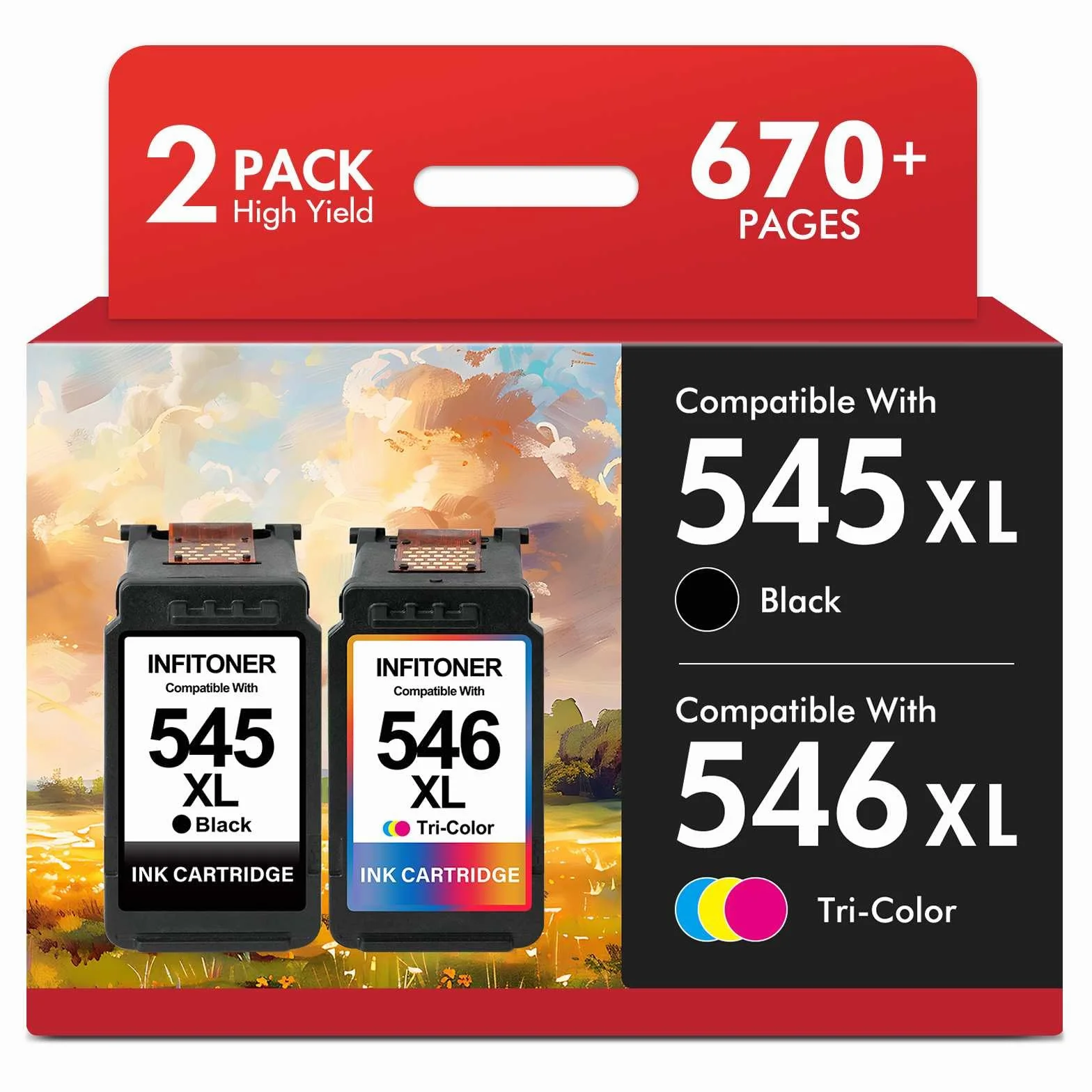Cartouche Encre Compatible pour Canon 545 546 PG-545 CL-546 XL Noir Couleur Pixma TS3550 TS3450 TS3350